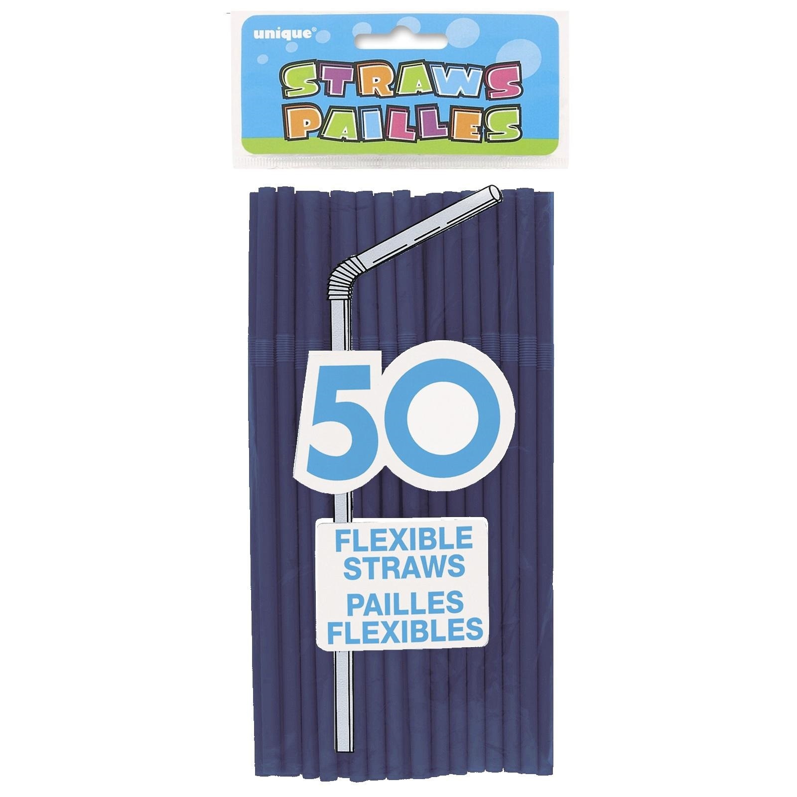 Dark Blue Plastic Drinking Straws (Pack of 50) Discount Party