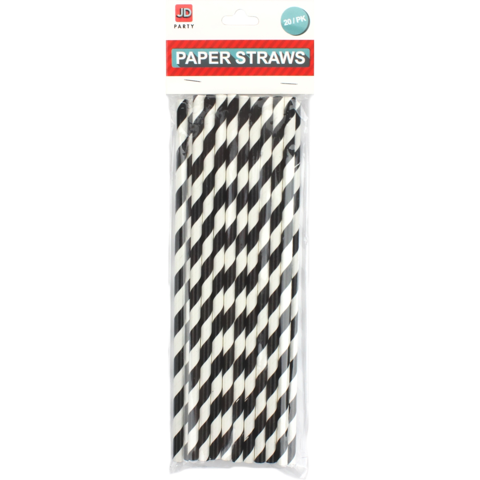 Black and White Striped Paper Straws (Pack of 20)