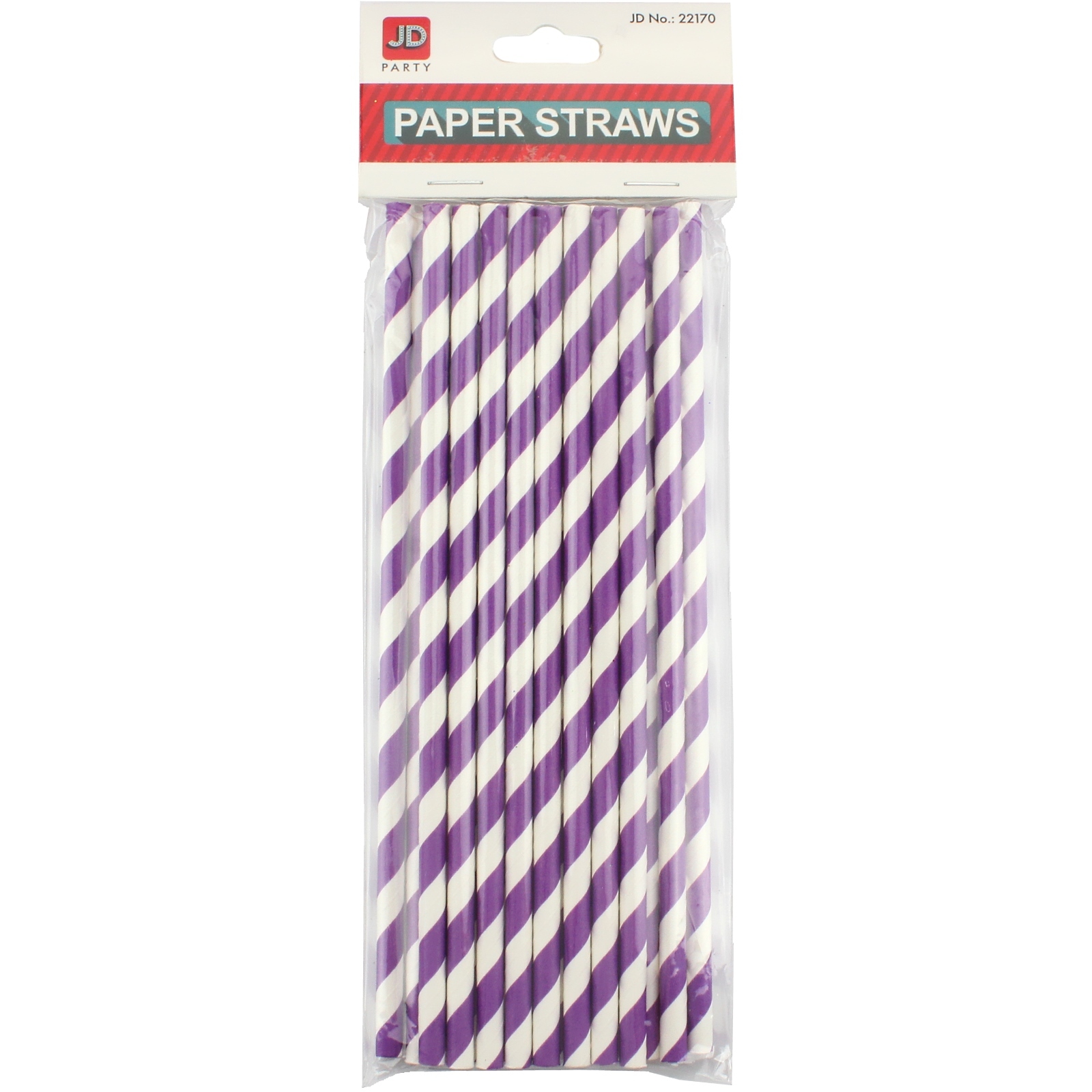 Lavender and White Striped Paper Straws (Pack of 20)