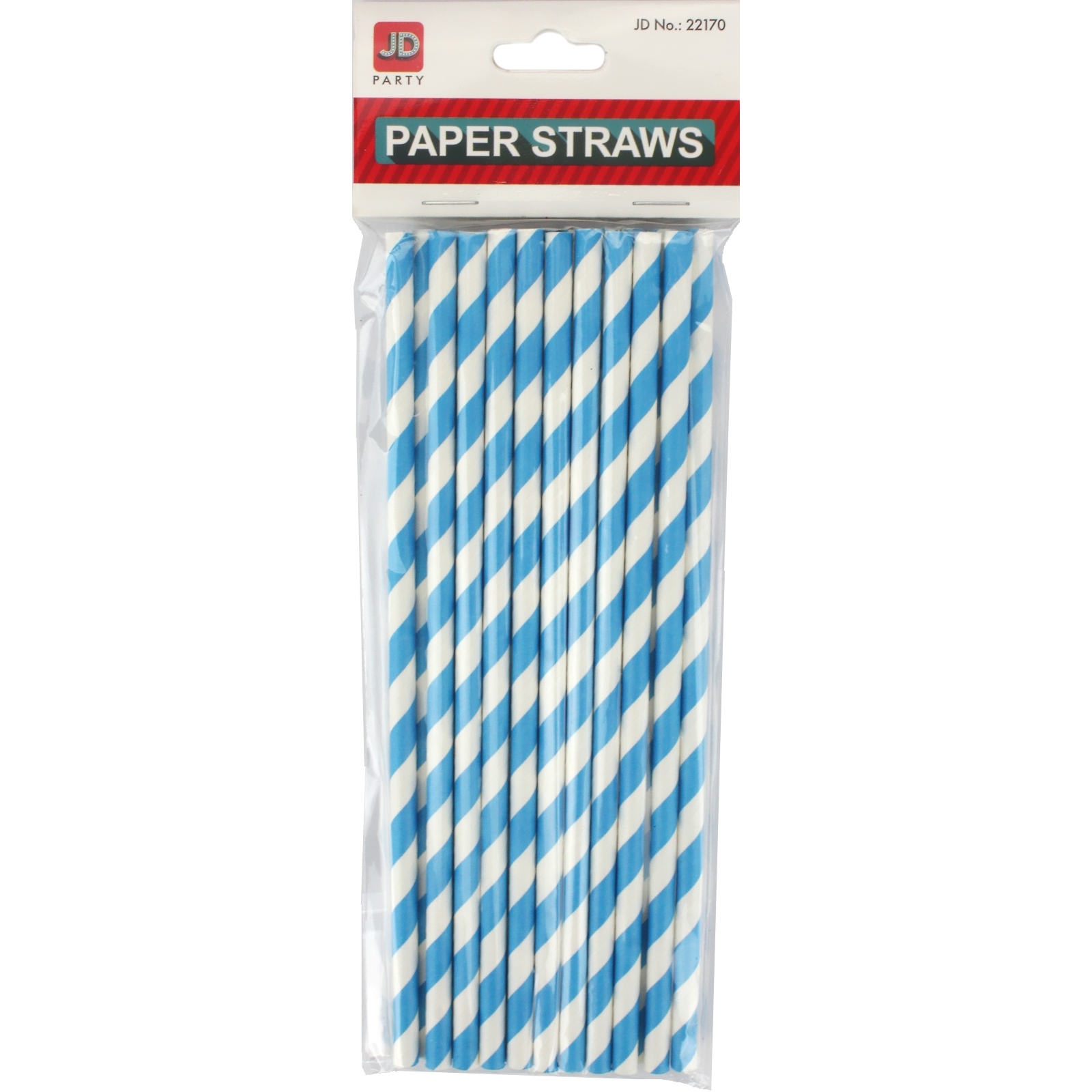 Blue and White Striped Paper Straws (Pack of 20)