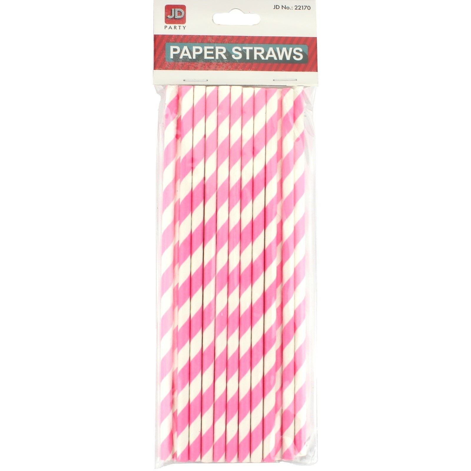 Pink and White Striped Paper Straws (Pack of 20)