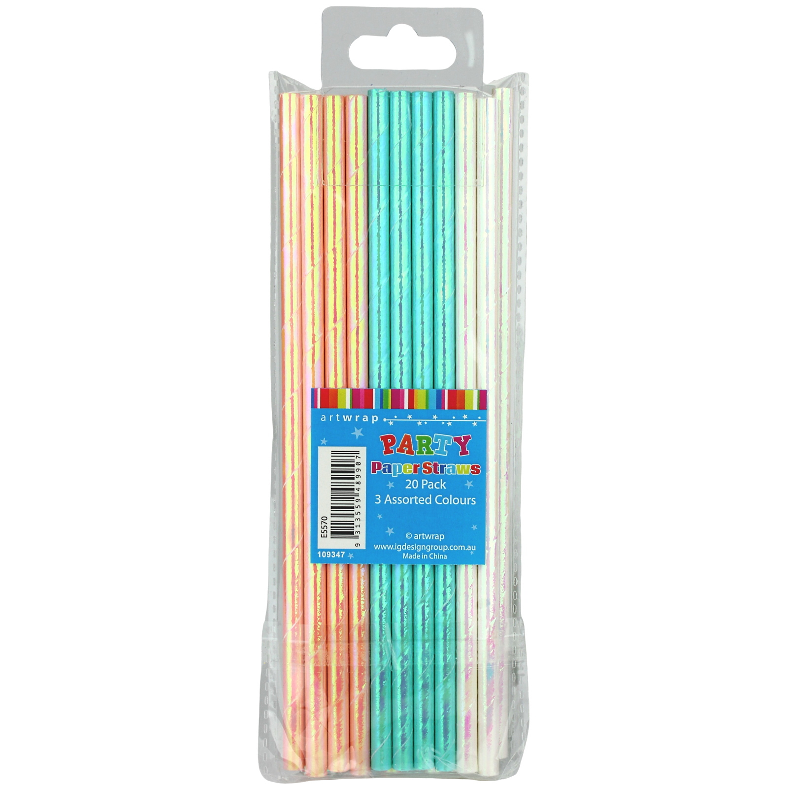 Assorted Iridescent Paper Straws (Pack of 20)