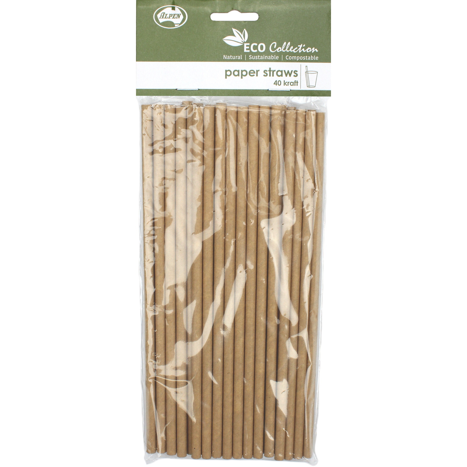 Brown Kraft Paper Eco Straws (Pack of 40)