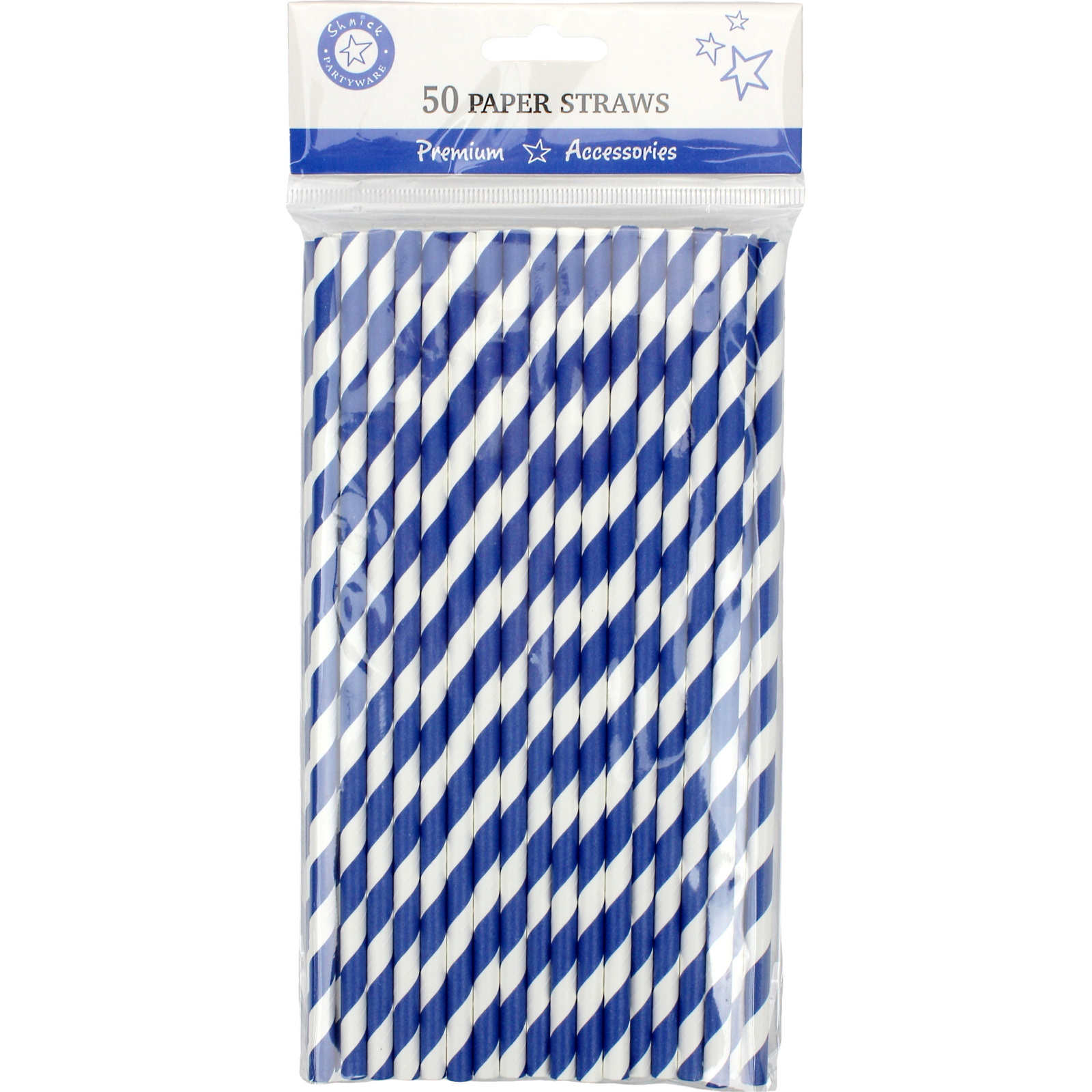Blue and White Striped Paper Straws (Pack of 50)