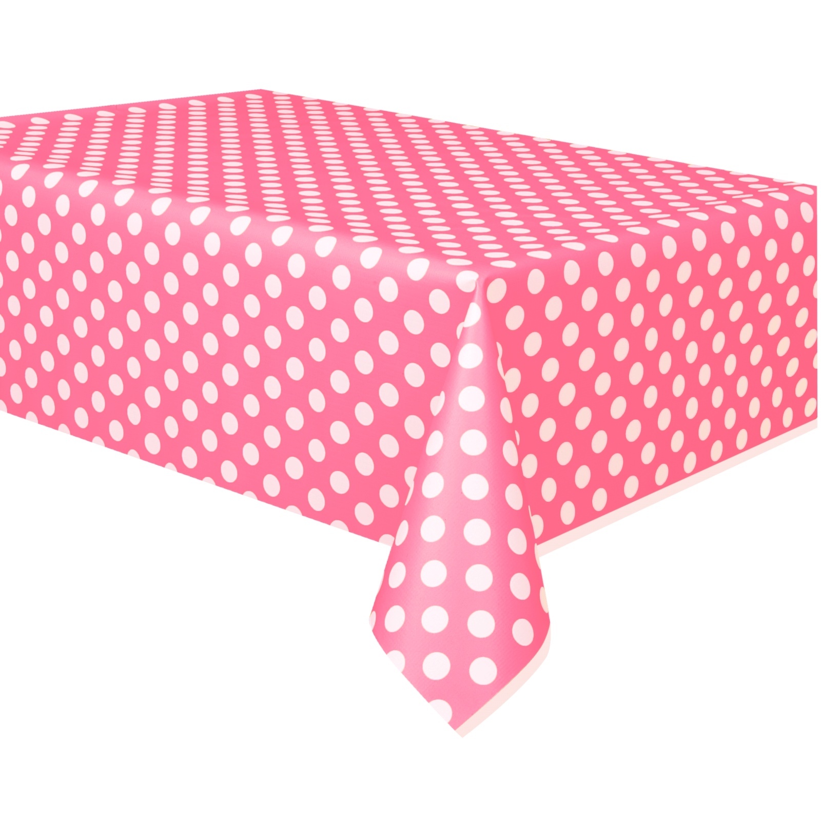 Pink Polkadot Plastic Tablecloth