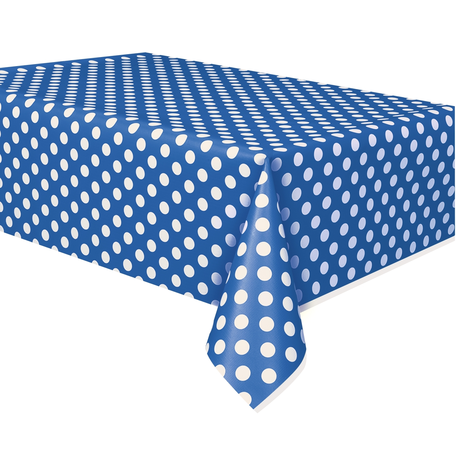 Blue Polkadot Plastic Tablecloth