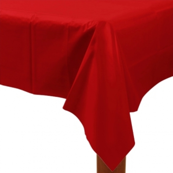 Red Rectangular Plastic Tablecloth