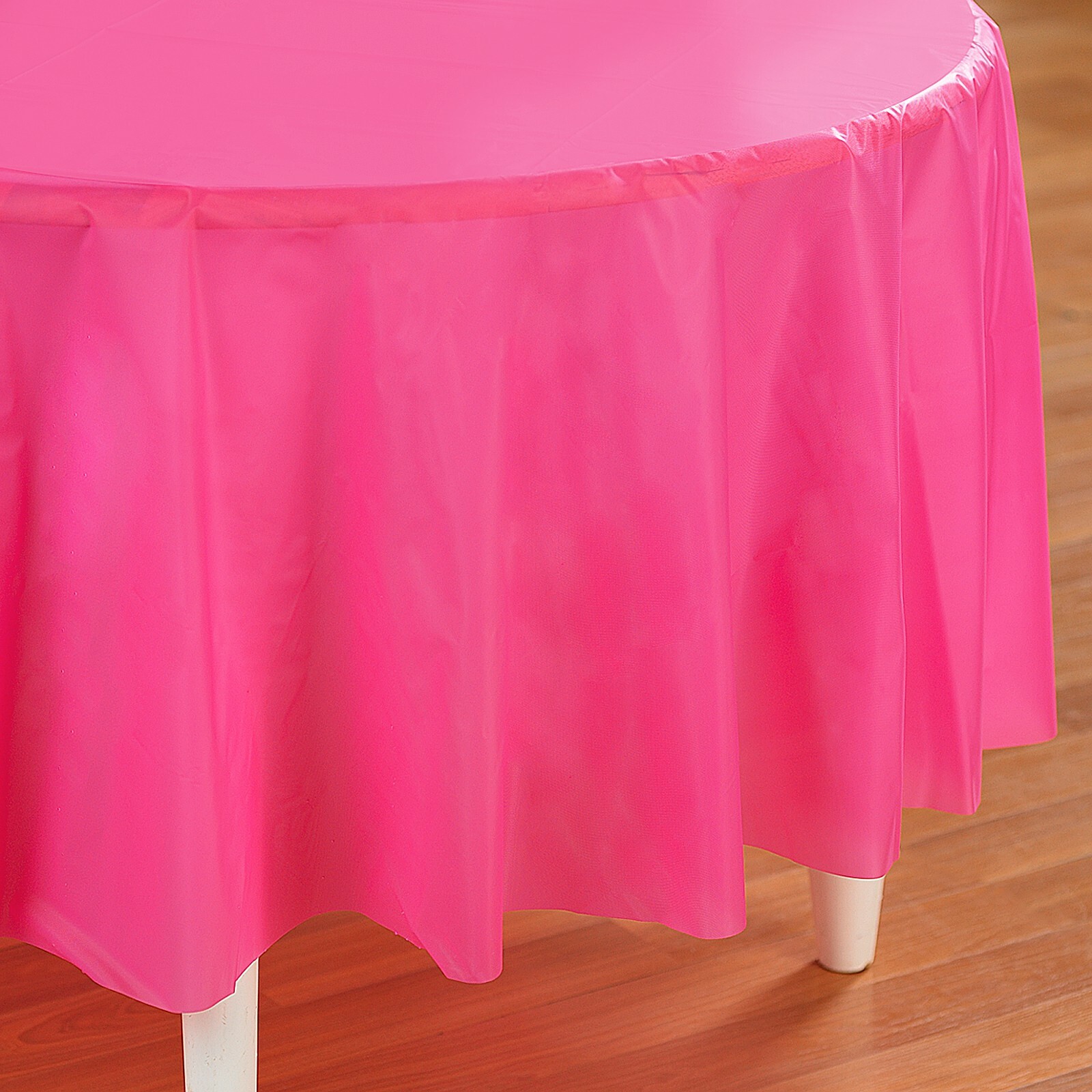 Hot Pink Round Plastic Tablecloth Hot Pink Coloured Party Supplies
