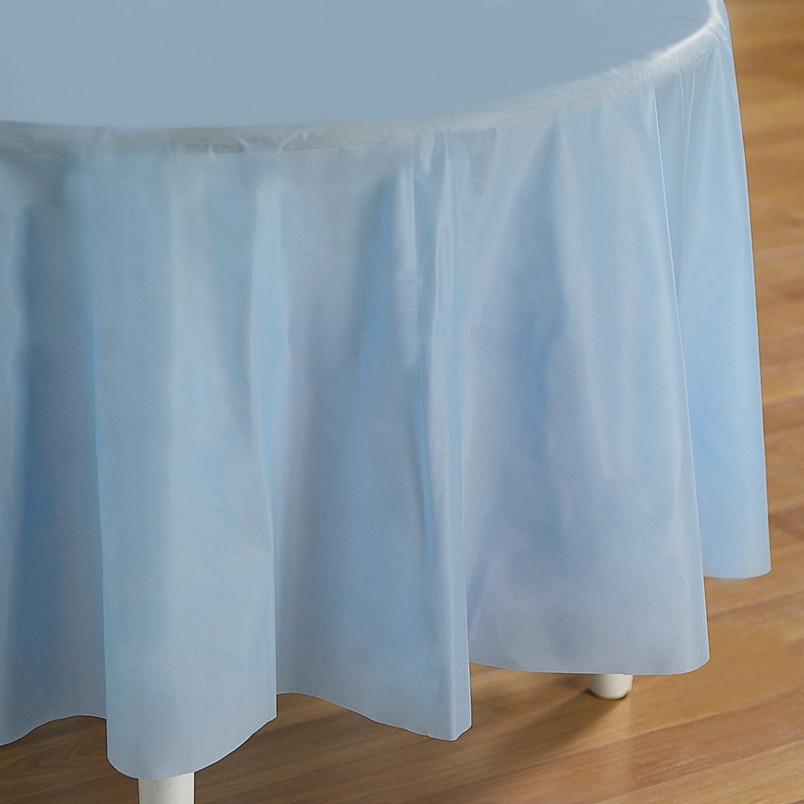 Powder Blue Round Plastic Tablecloth