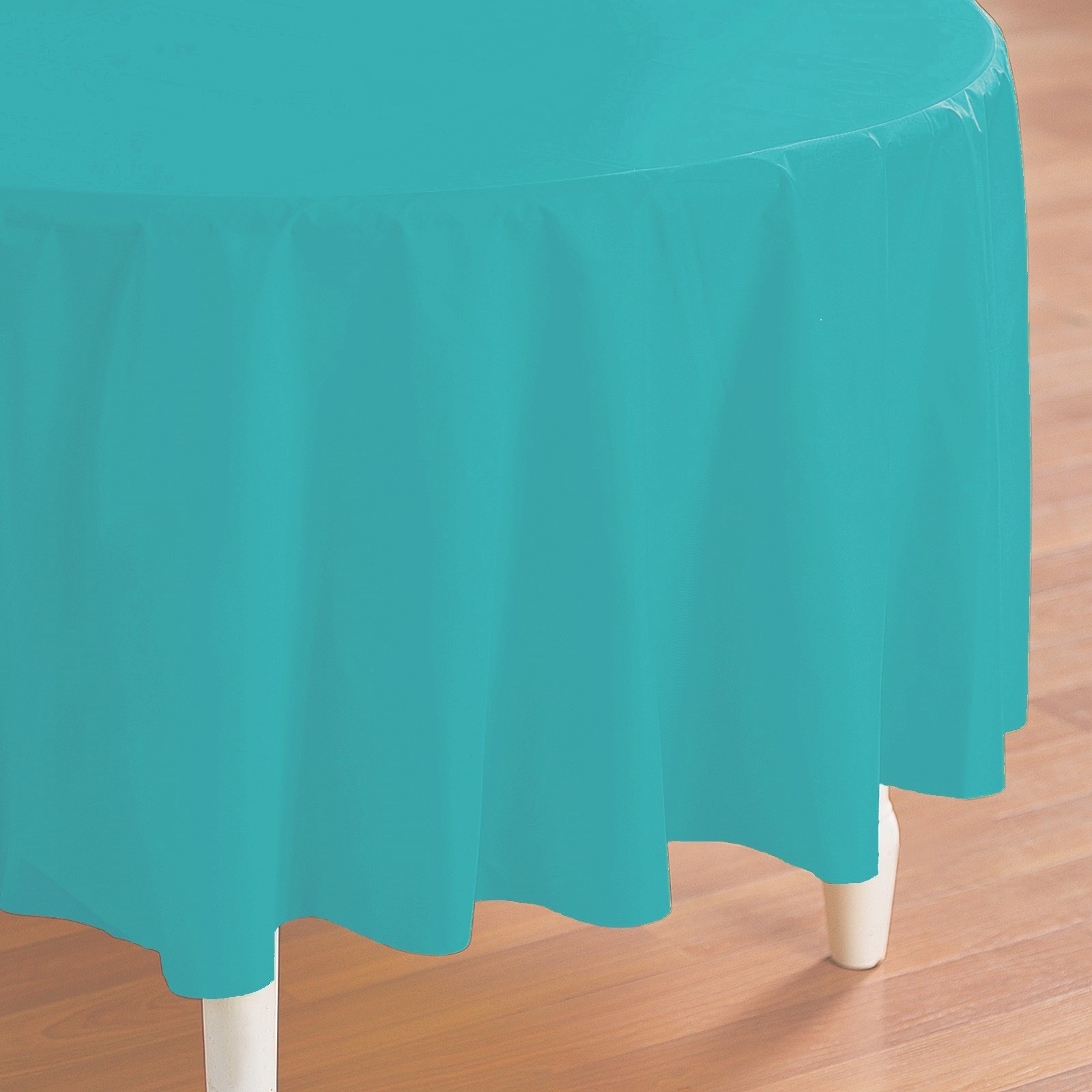 Teal Round Plastic Tablecloth
