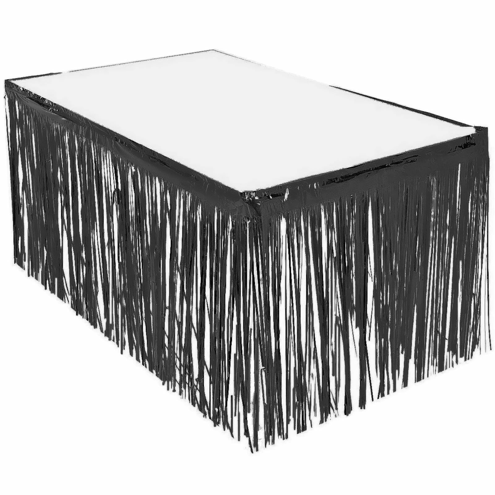 Black Metallic Table Skirt