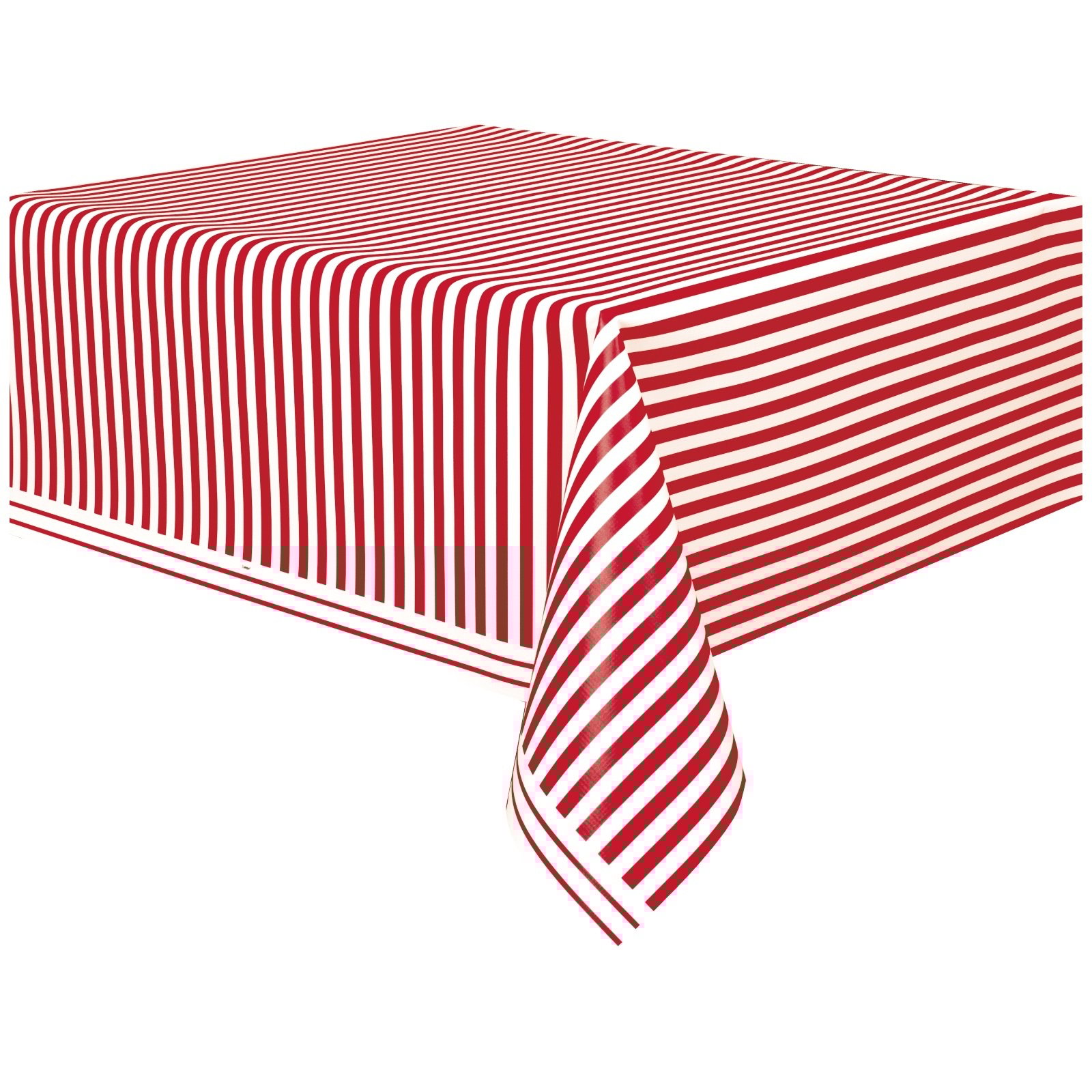 Red and White Striped Plastic Tablecloth