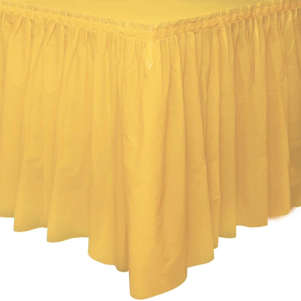 Yellow Plastic Table Skirt Yellow Coloured Party Supplies Coloured Party Supplies Discount