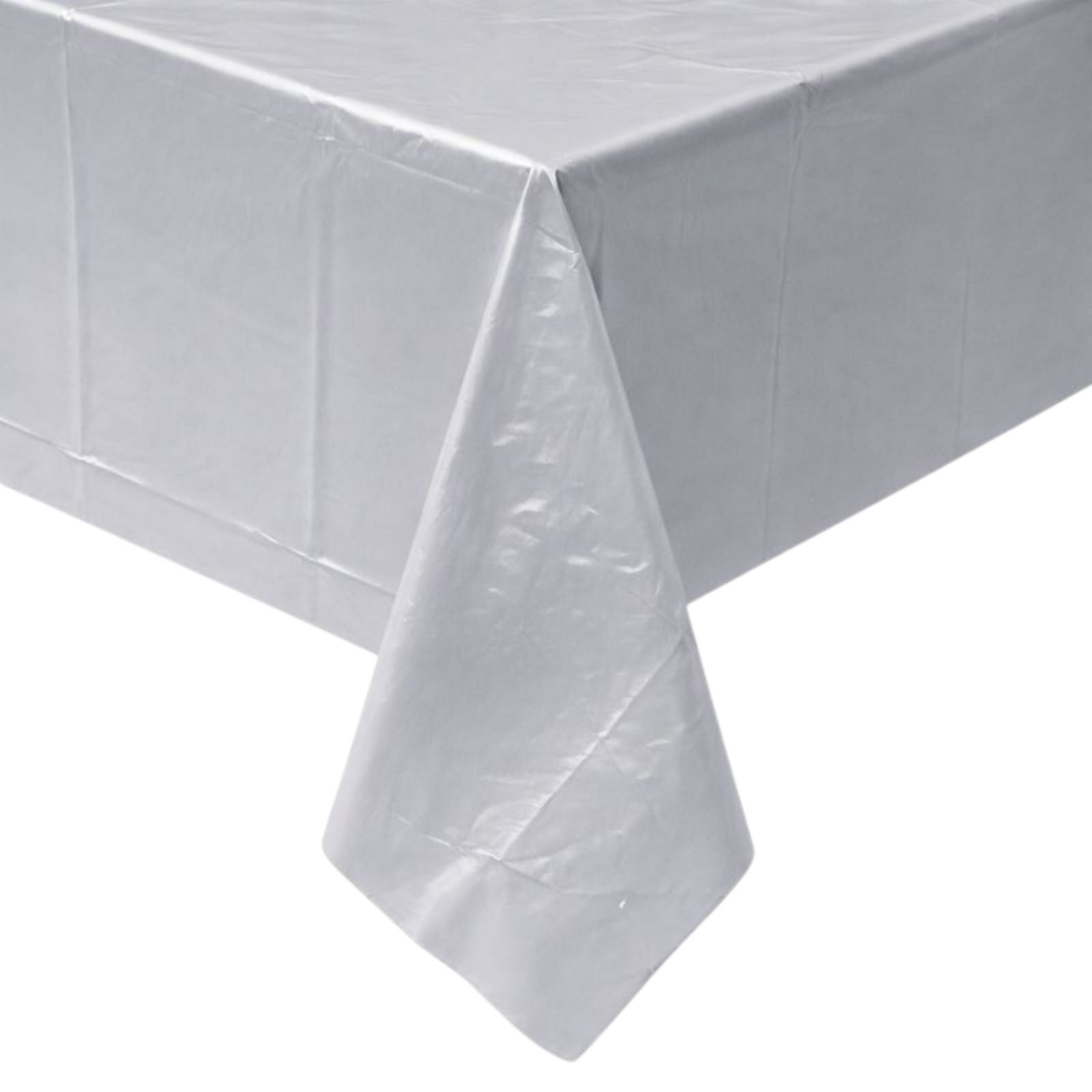 Silver Rectangular Plastic Tablecloth