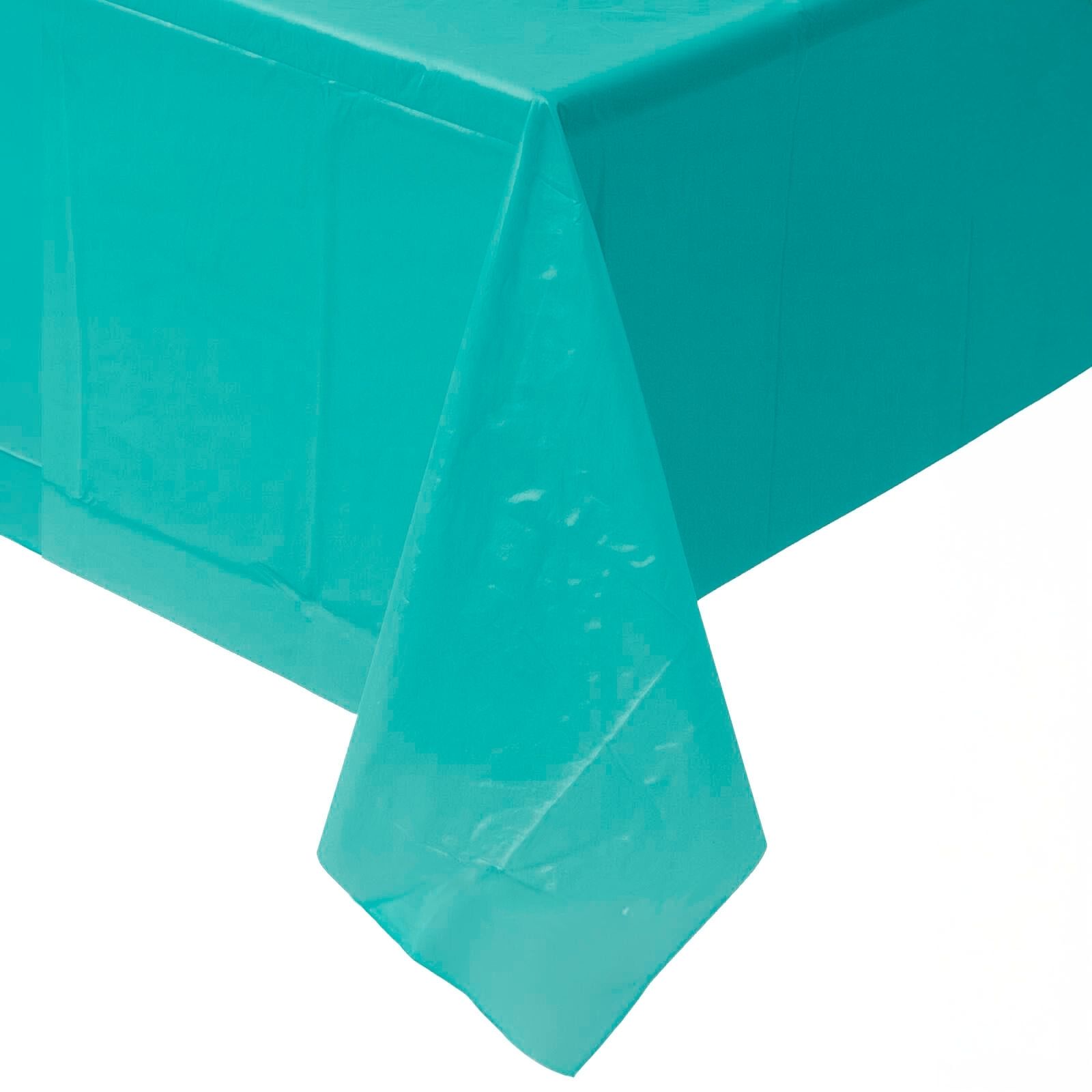 Teal Rectangular Plastic Tablecloth
