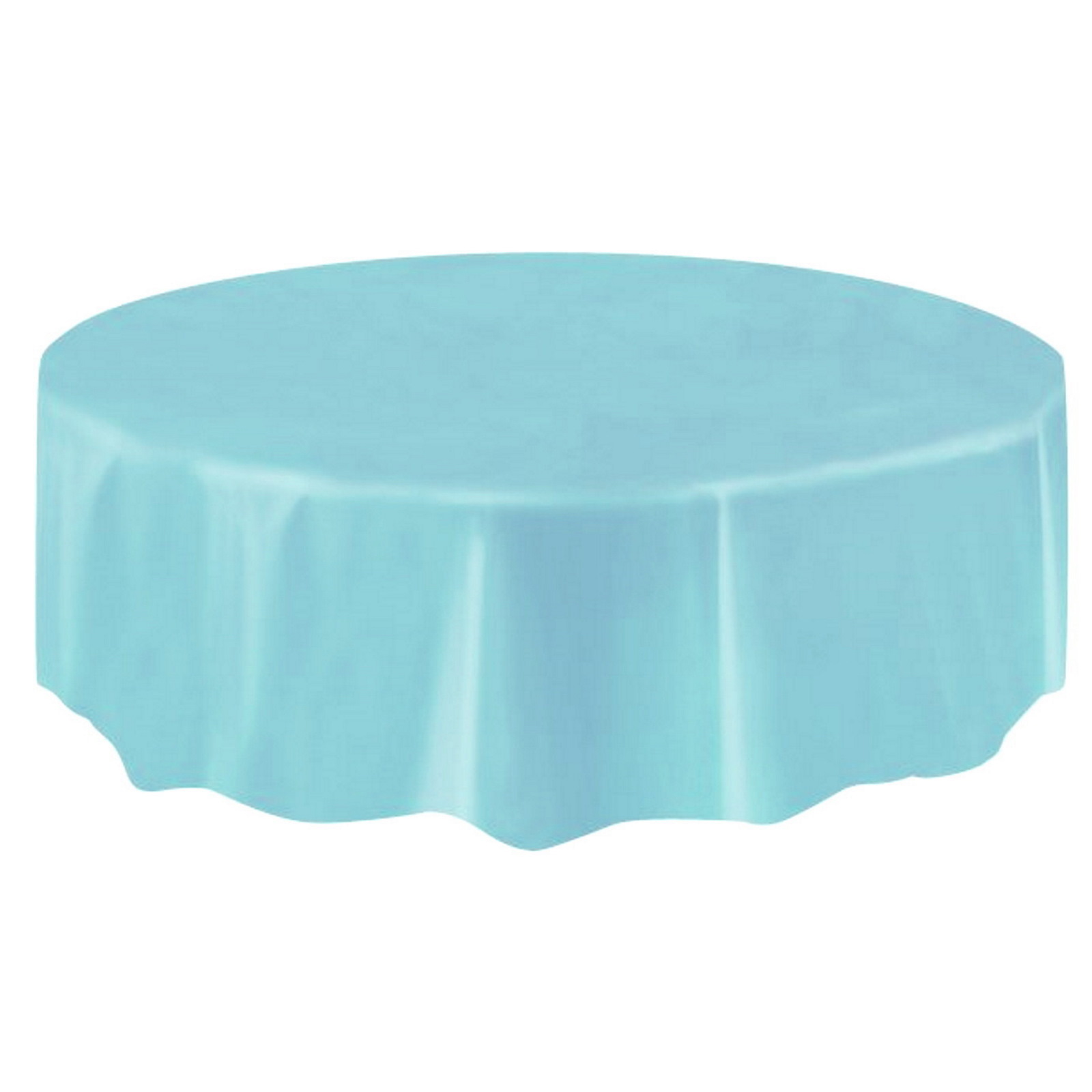 Powder Blue Round Plastic Tablecloth