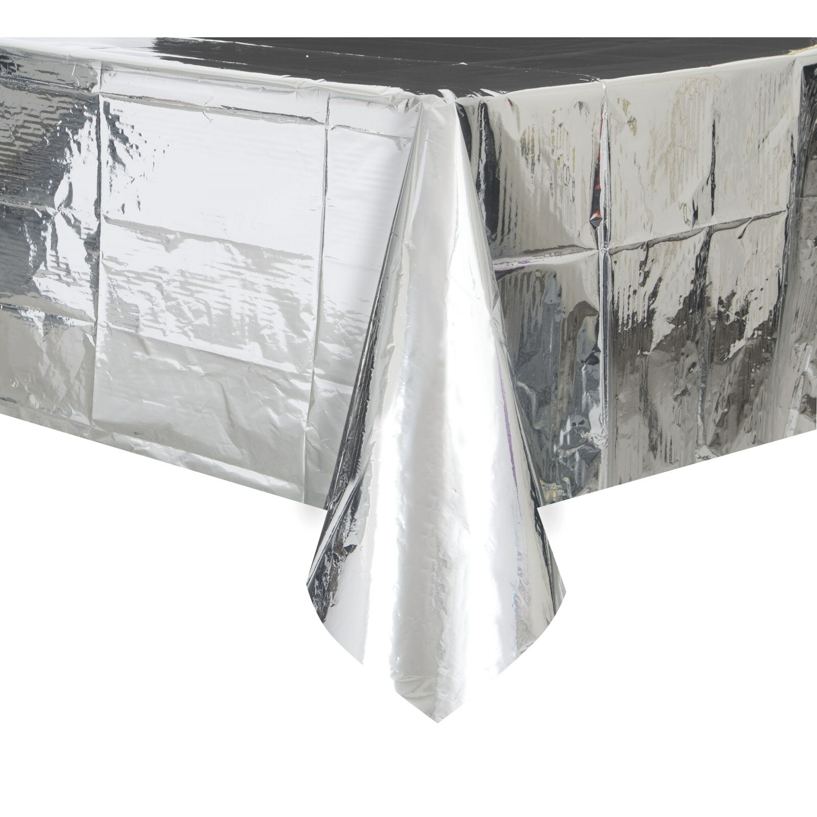 Silver Foil Rectangular Plastic Tablecloth