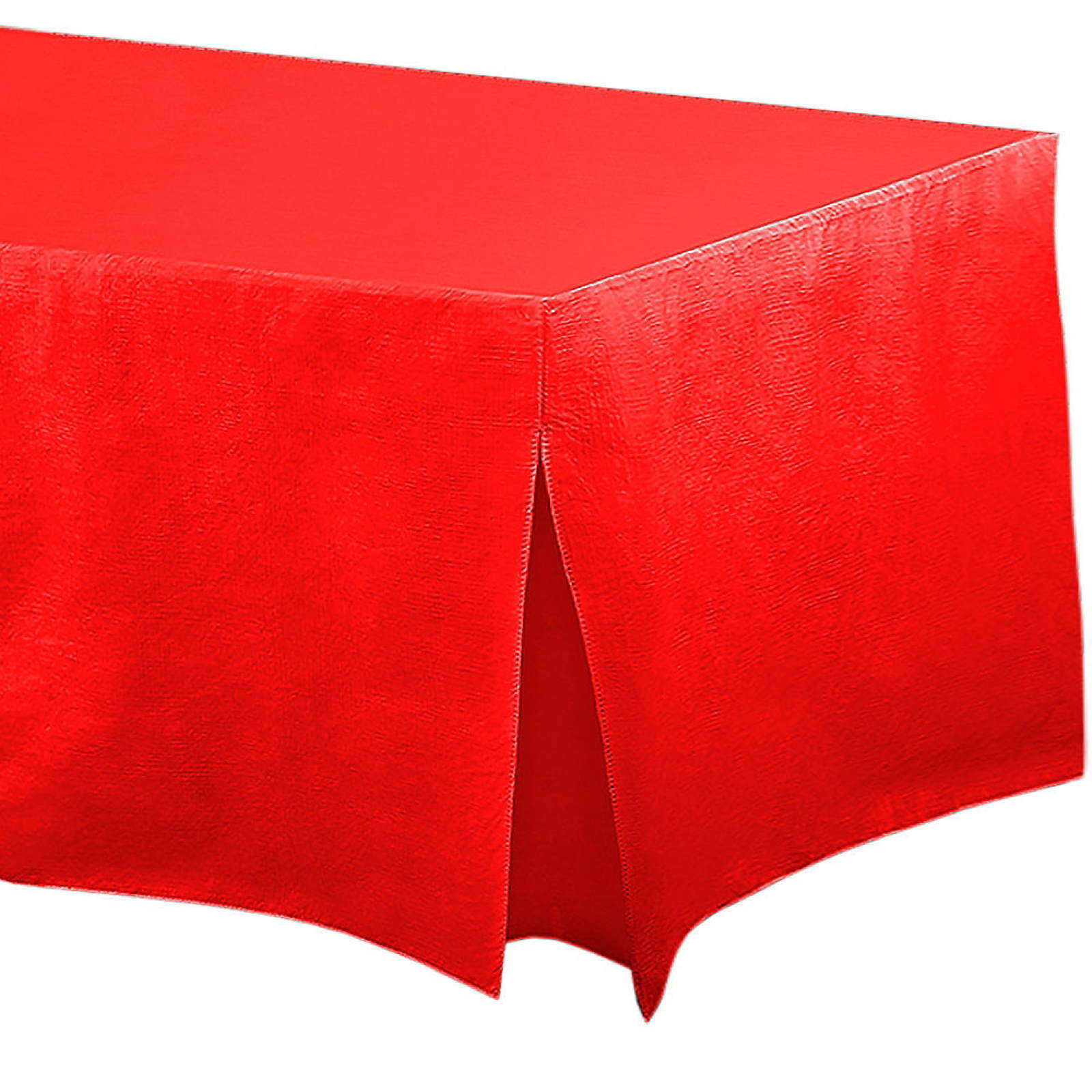 Red Vinyl Flannel-backed Table Fitter Tablecloth