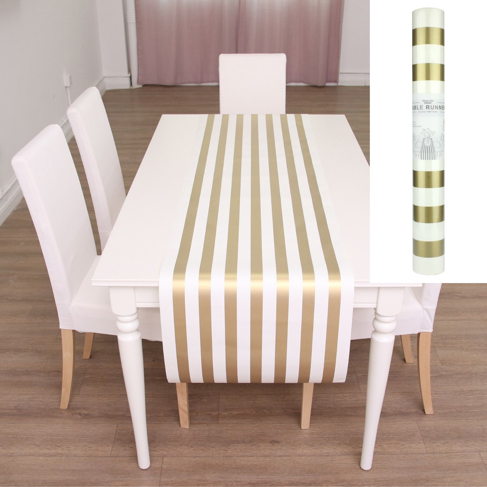 Gold and White Paper Table Runner