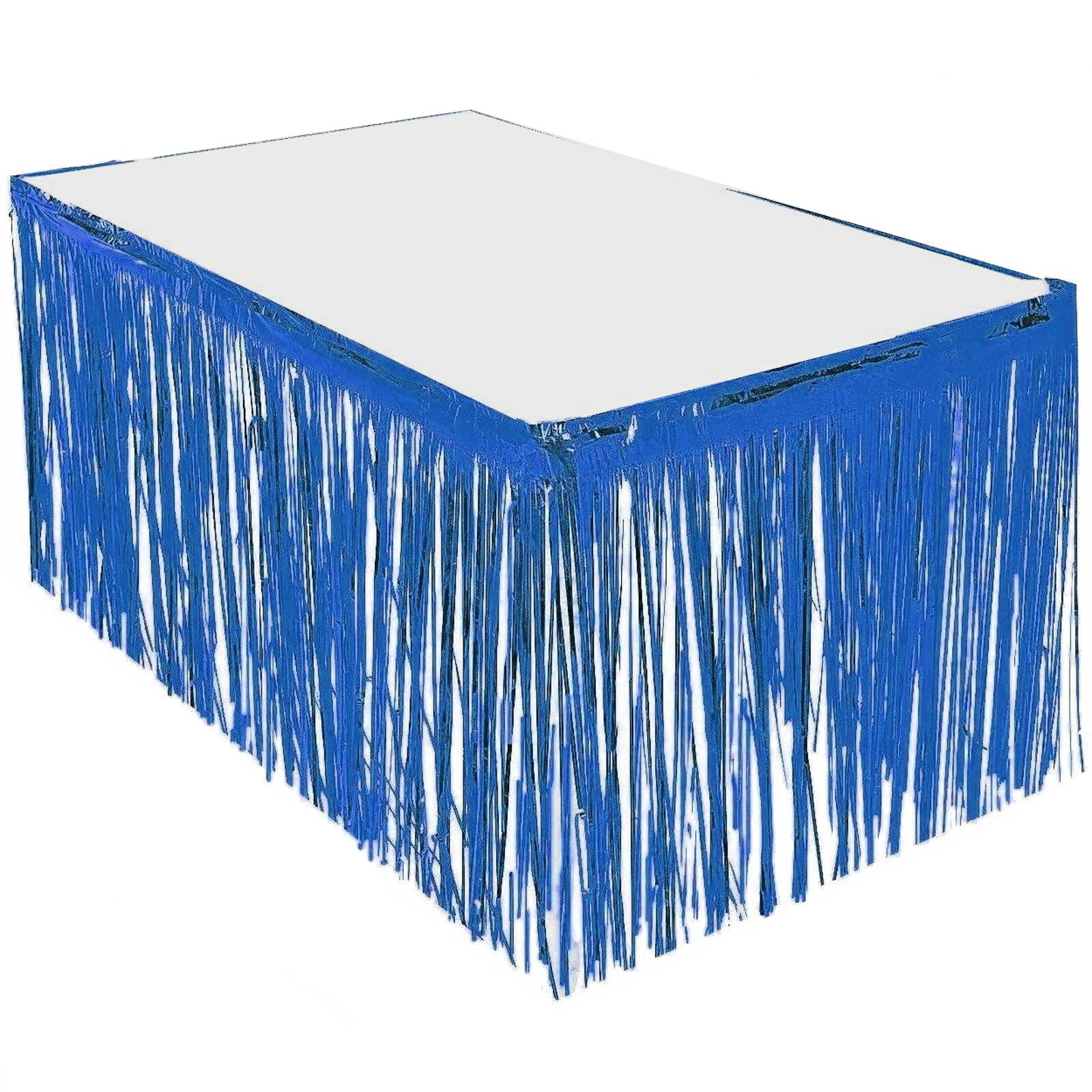 Blue Metallic Table Skirt