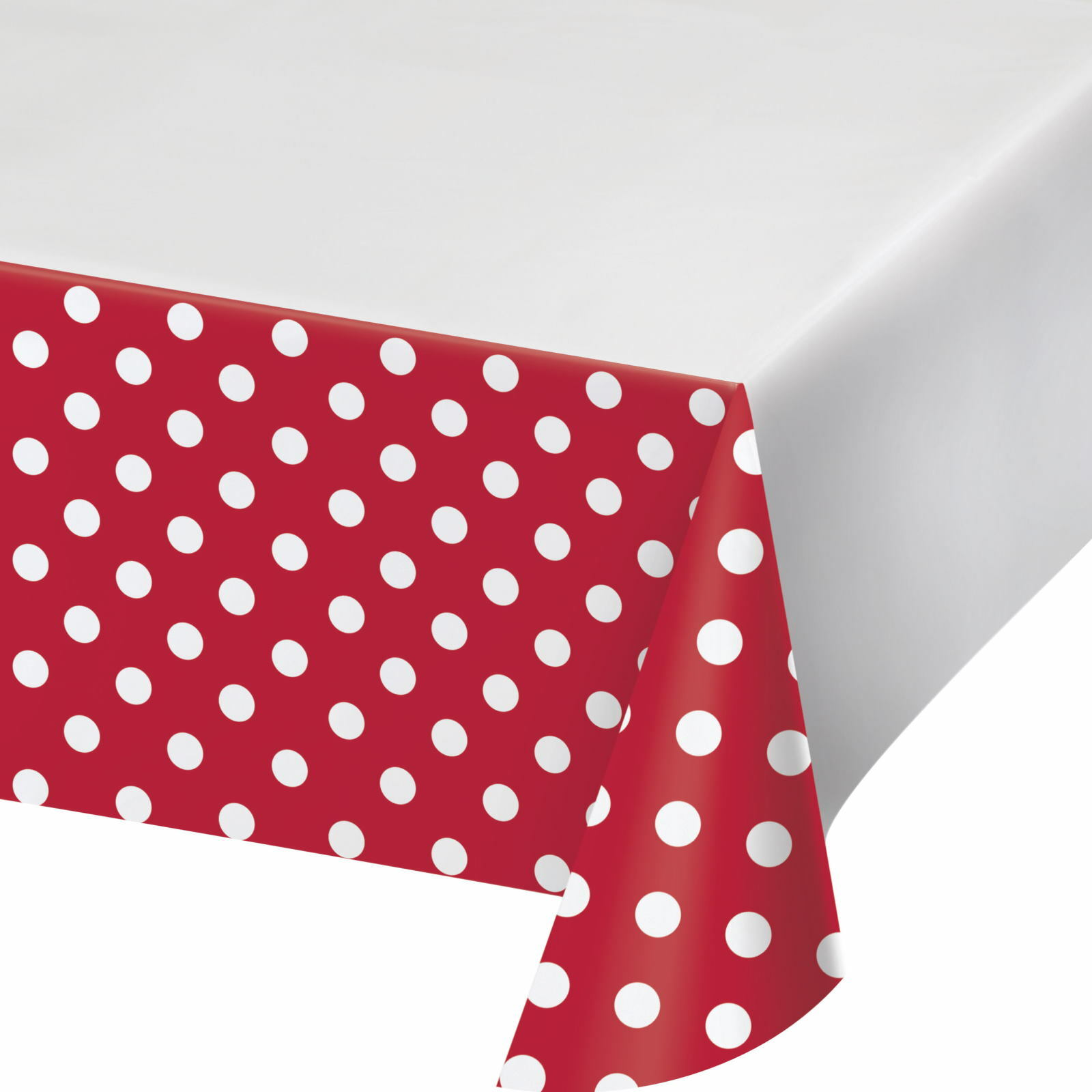 Red and White Polka Dot Plastic Tablecloth