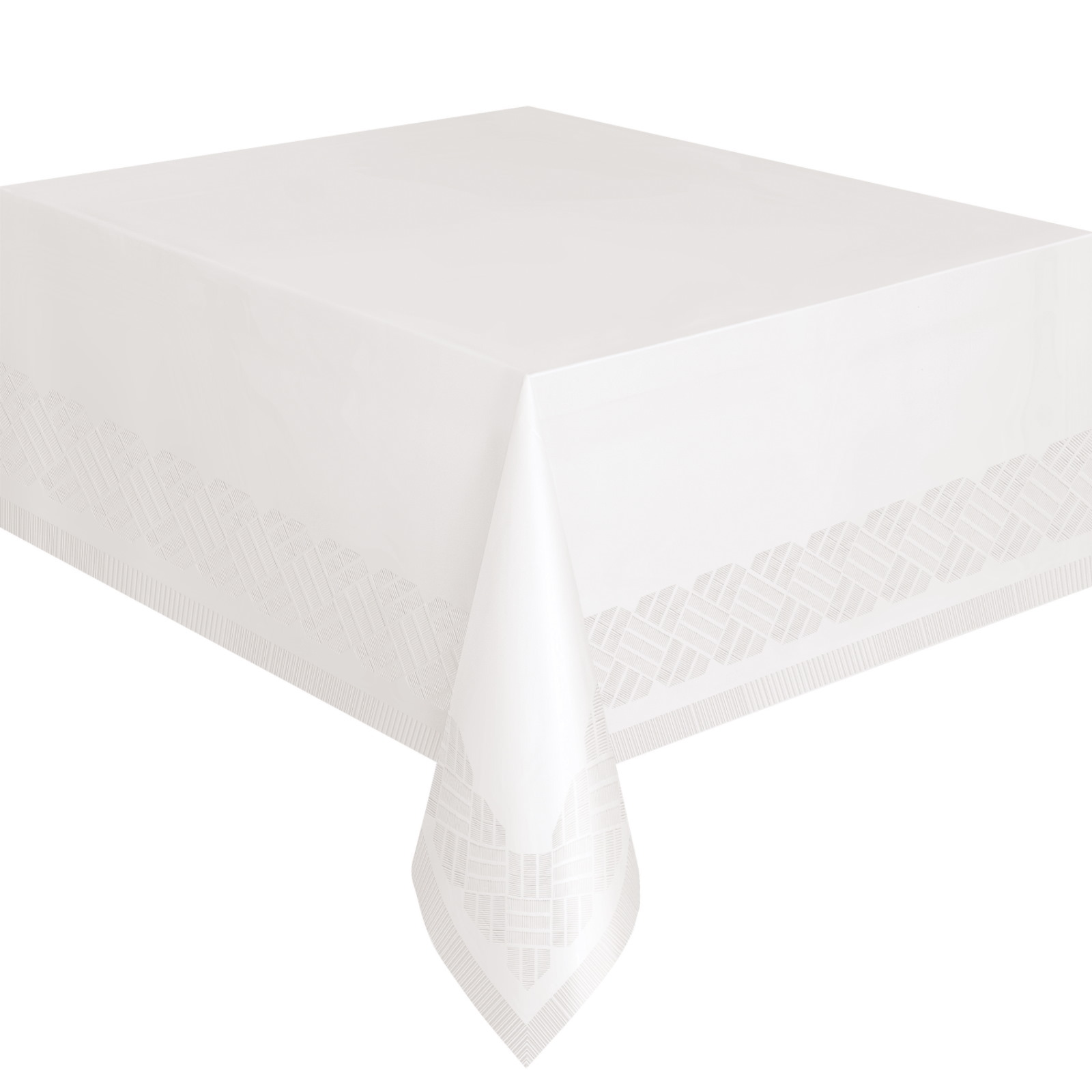 White Rectangular Tissue Tablecloth with Plastic Lining