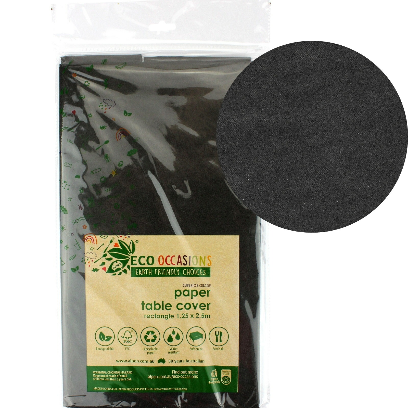 Black Eco Biodegradable Paper Tablecloth