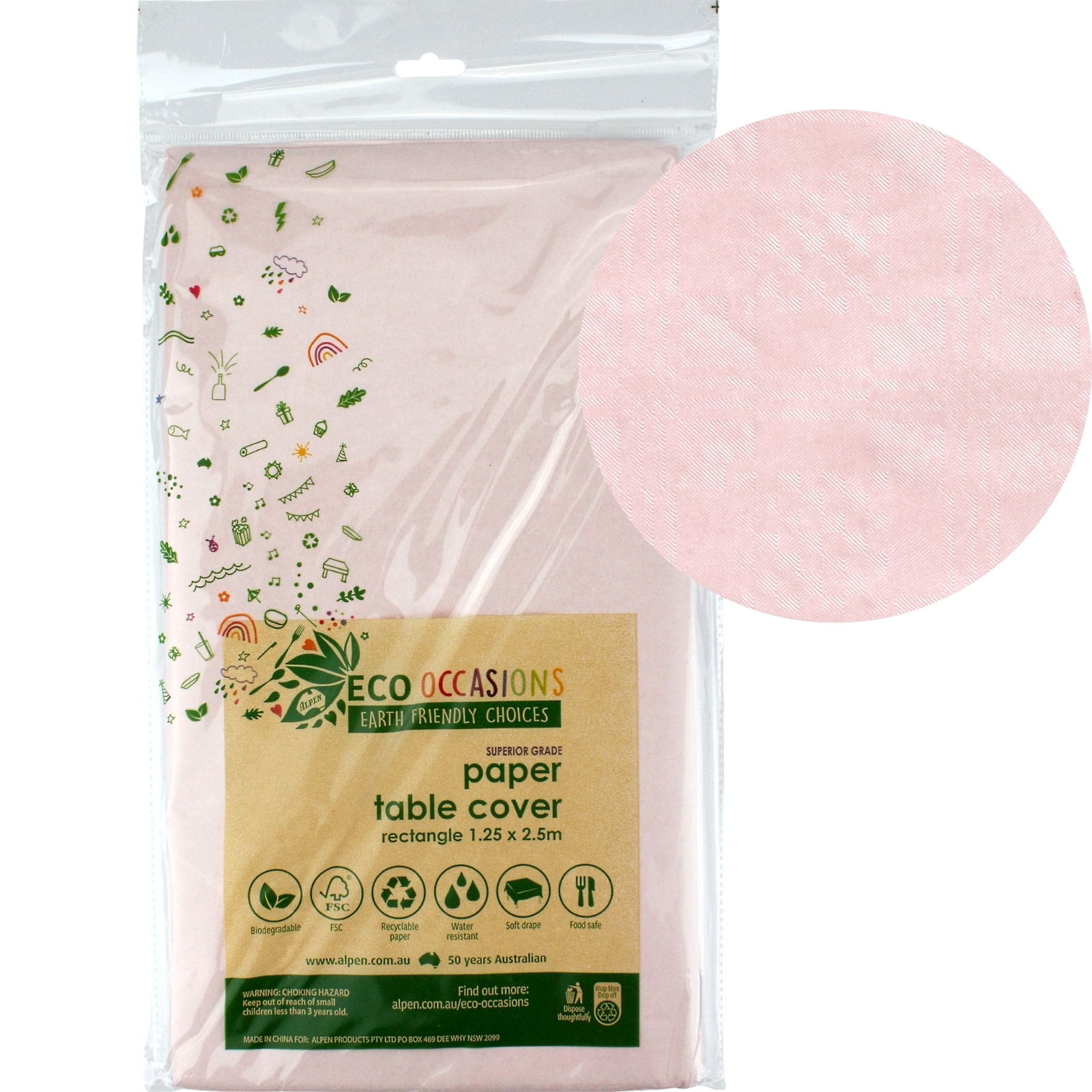 Light Pink Eco Biodegradable Paper Tablecloth
