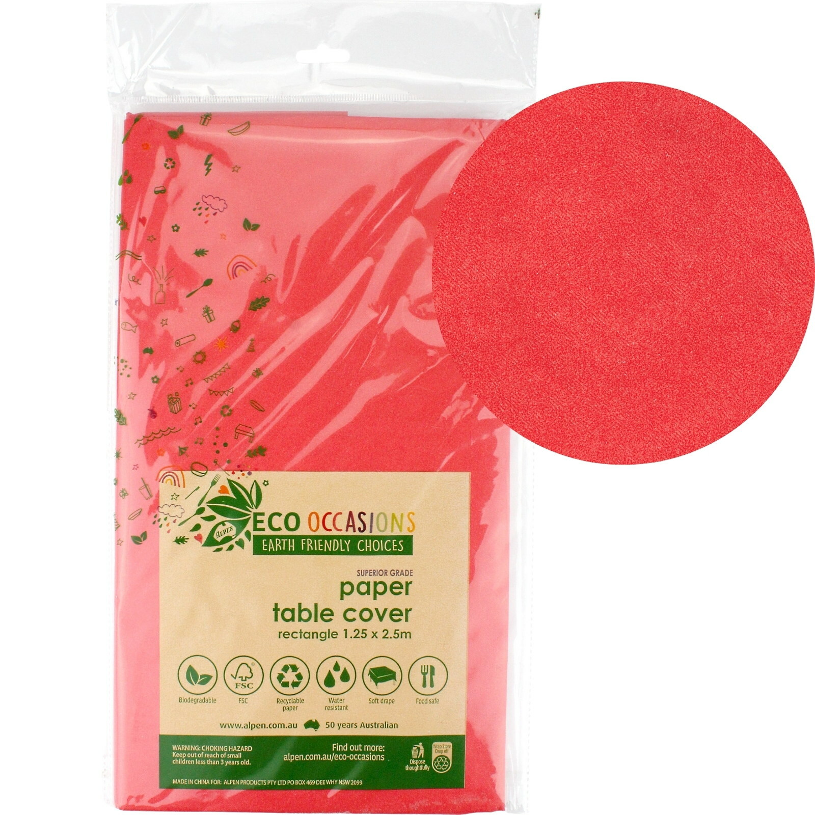 Red Eco Biodegradable Paper Tablecloth