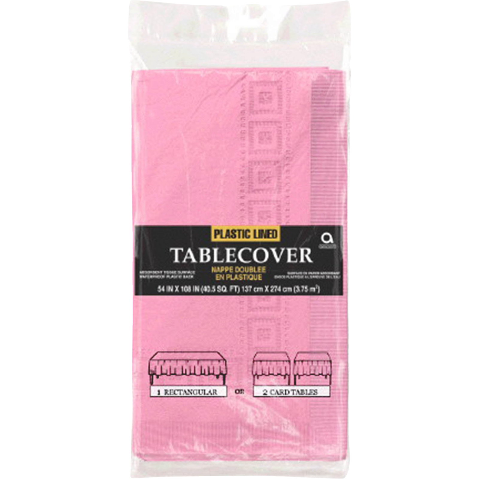 New Pink 3ply Plastic Lined Paper Tablecloth