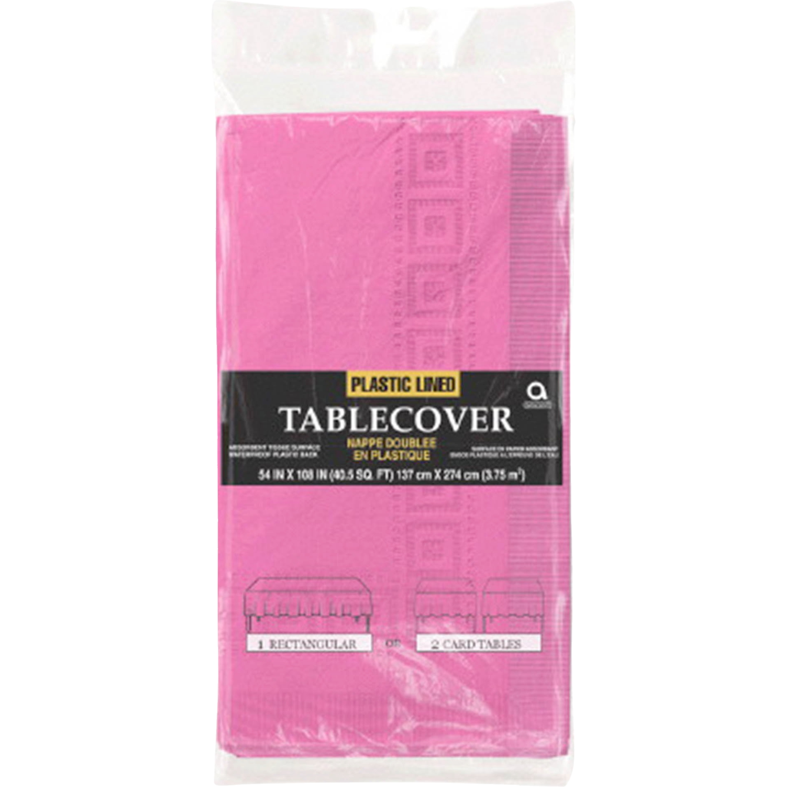 Bright Pink 3ply Plastic Lined Paper Tablecloth