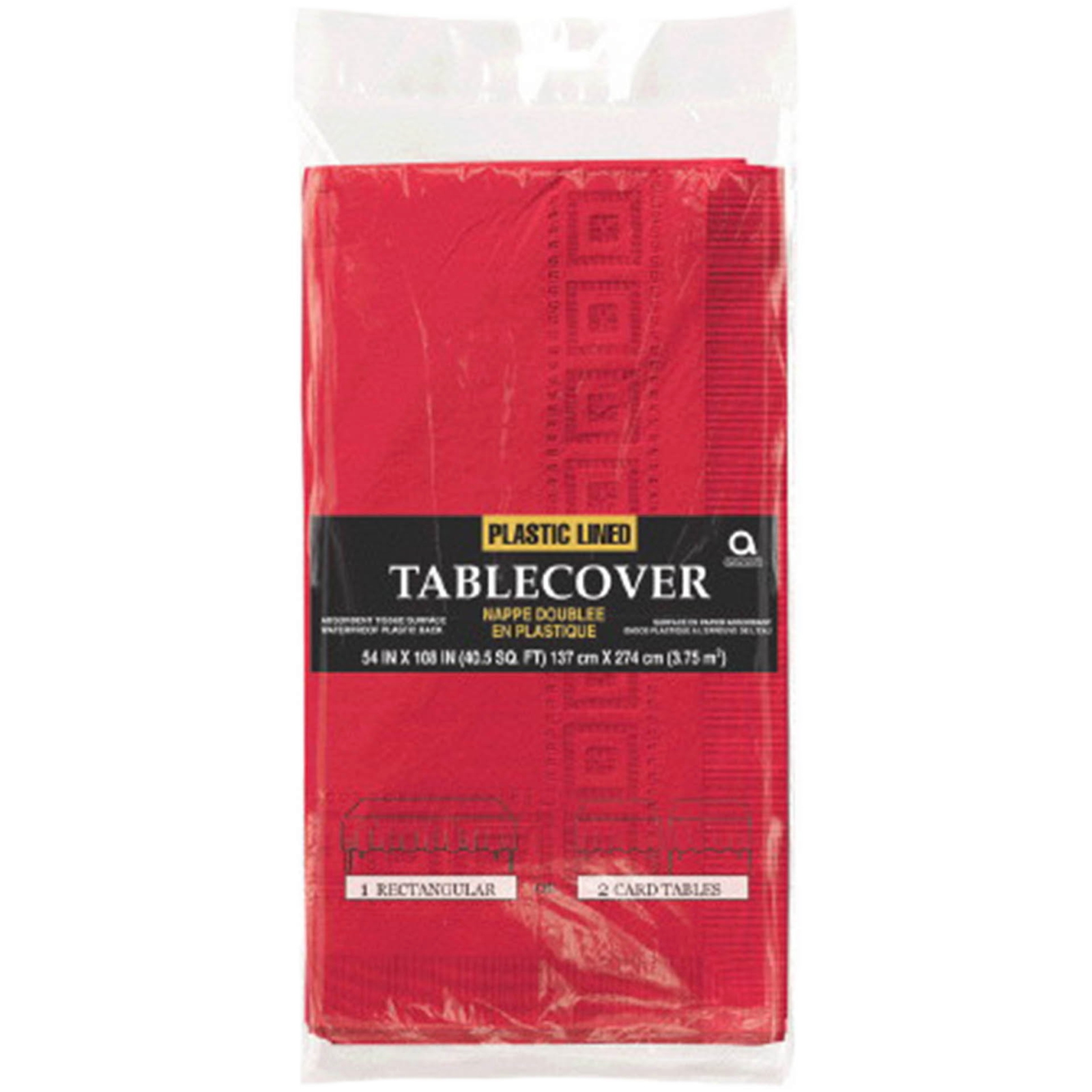 Red 3ply Plastic Lined Paper Tablecloth