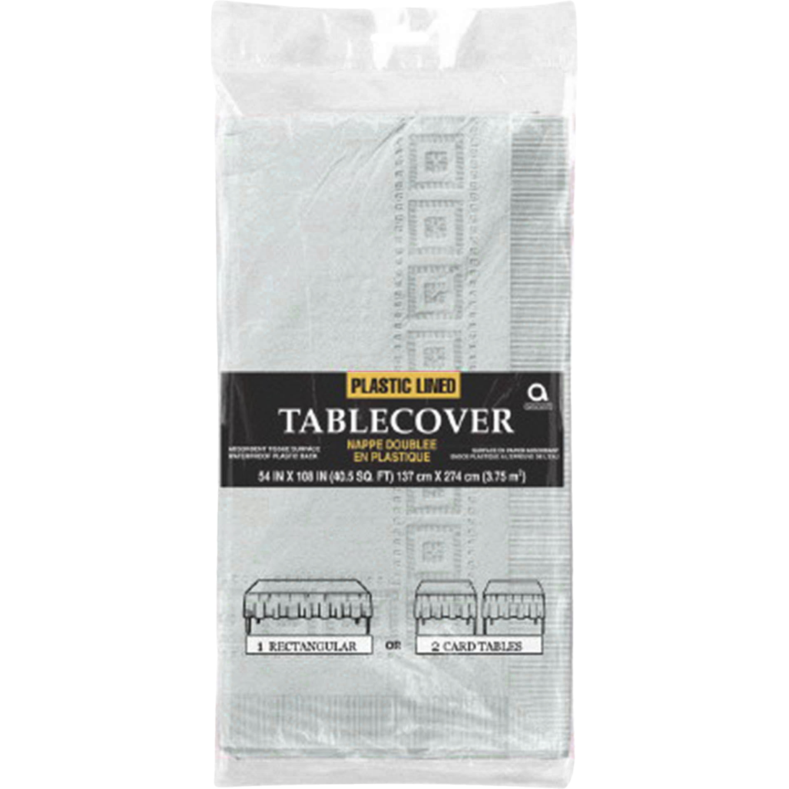 Silver 3ply Plastic Lined Paper Tablecloth