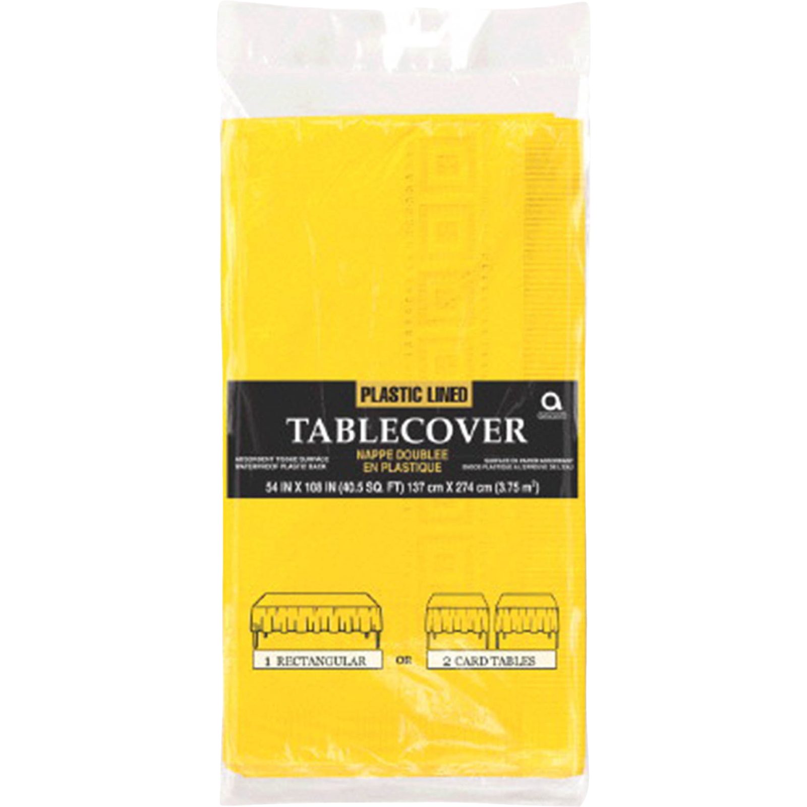 Yellow 3ply Plastic Lined Paper Tablecloth