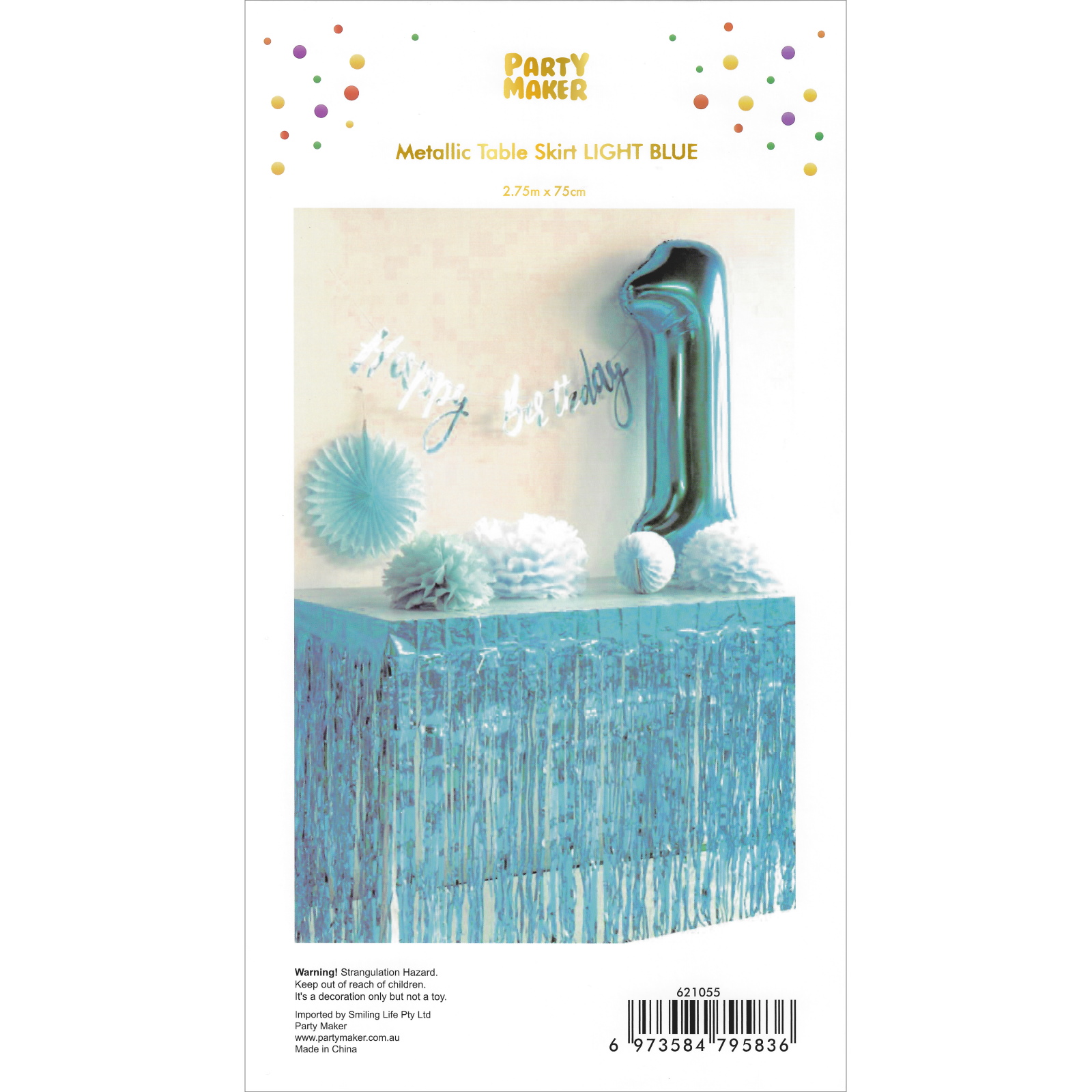 Metallic Light Blue Table Skirt Light Blue Coloured Party Supplies