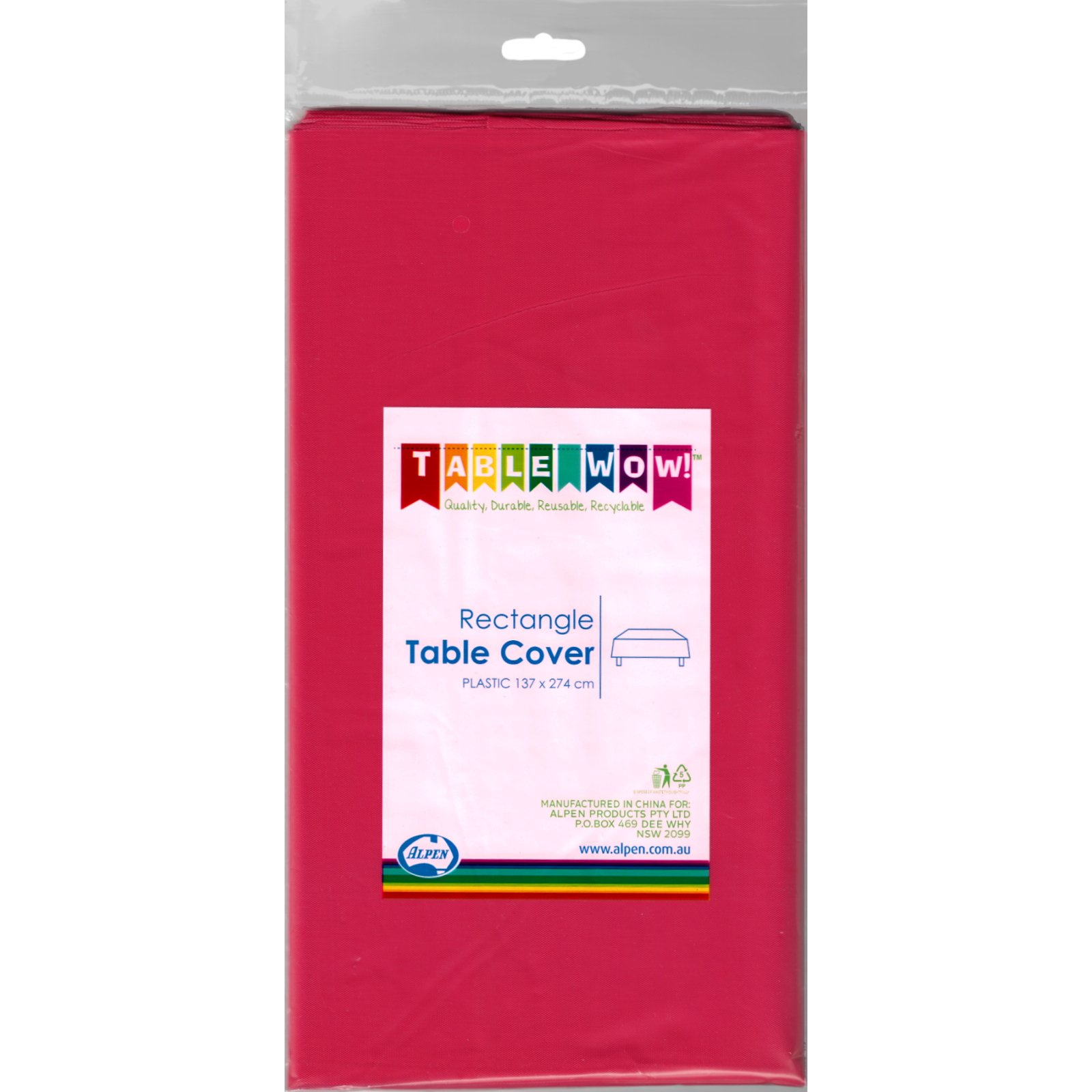 Red Plastic Rectangular Tablecloth