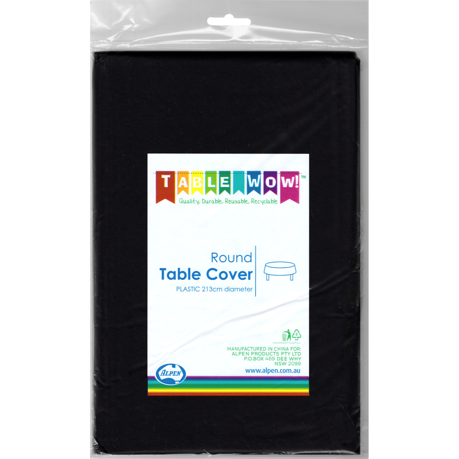 Black Plastic Round Tablecloth