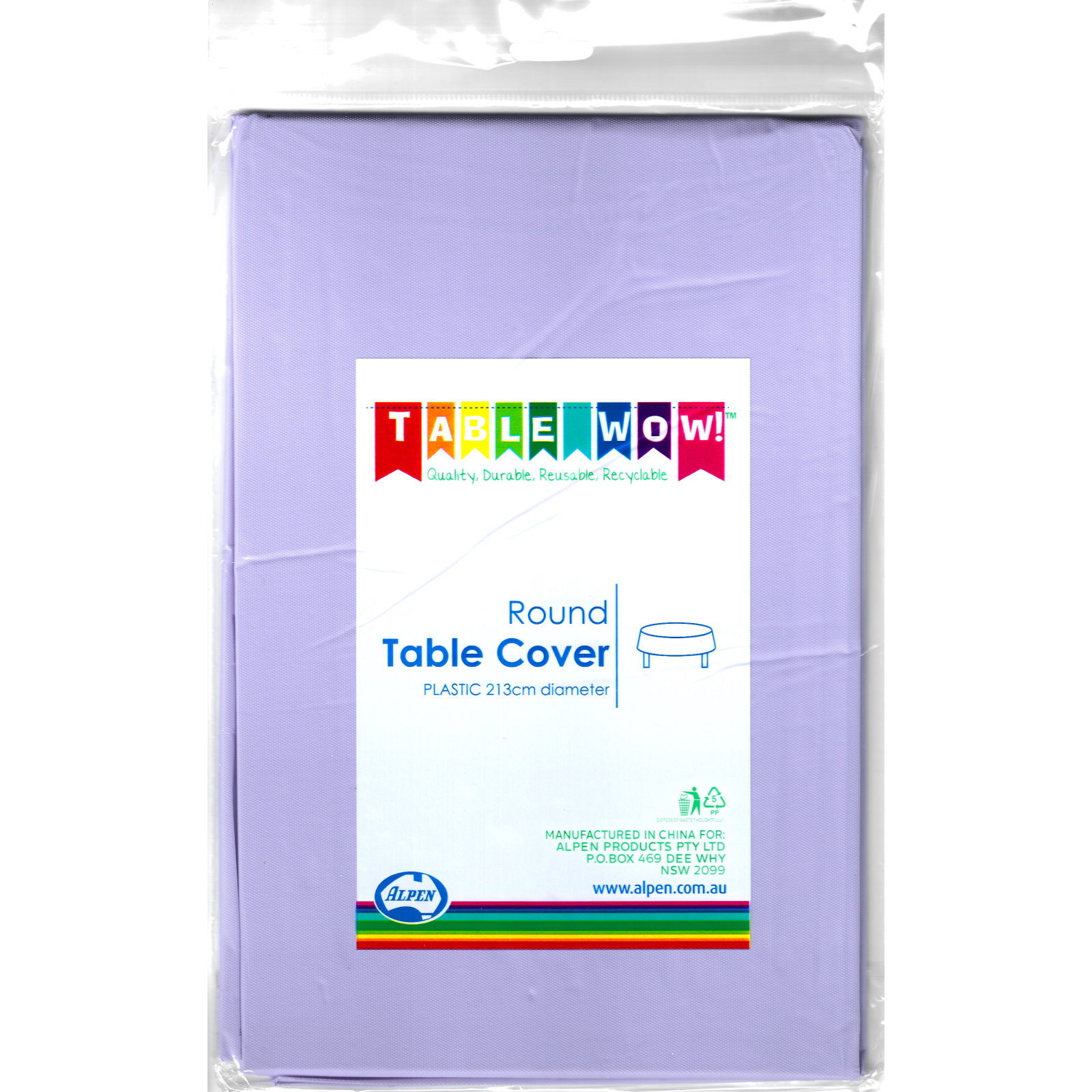 Lavender Plastic Round Tablecloth