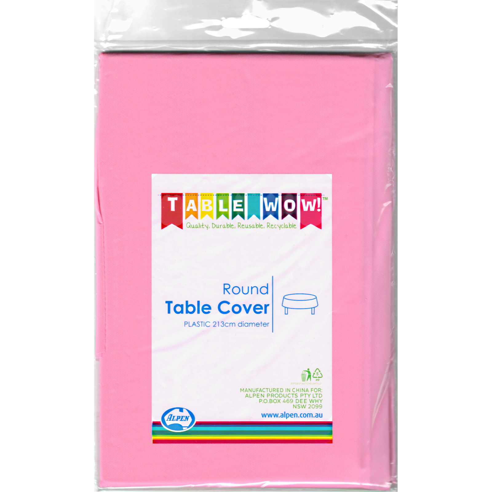 Classic Bubblegum Pink Plastic Round Tablecloth