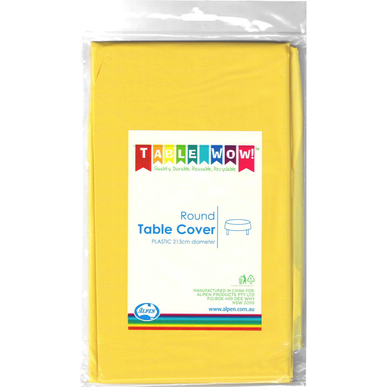 Cornflower Yellow Round Plastic Tablecloth