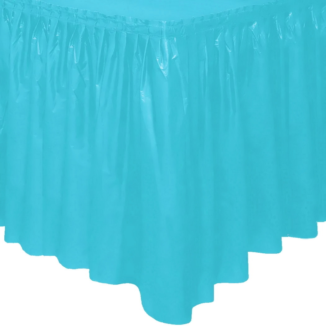 Bermuda Blue Plastic Table Skirt