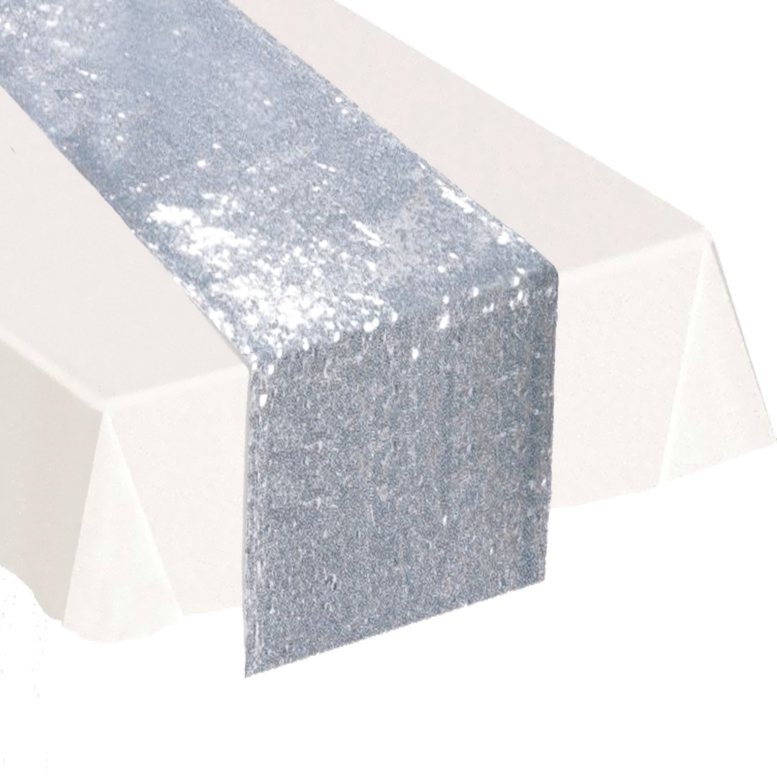 Silver Sequin Table Runner (29cm x 191cm) 