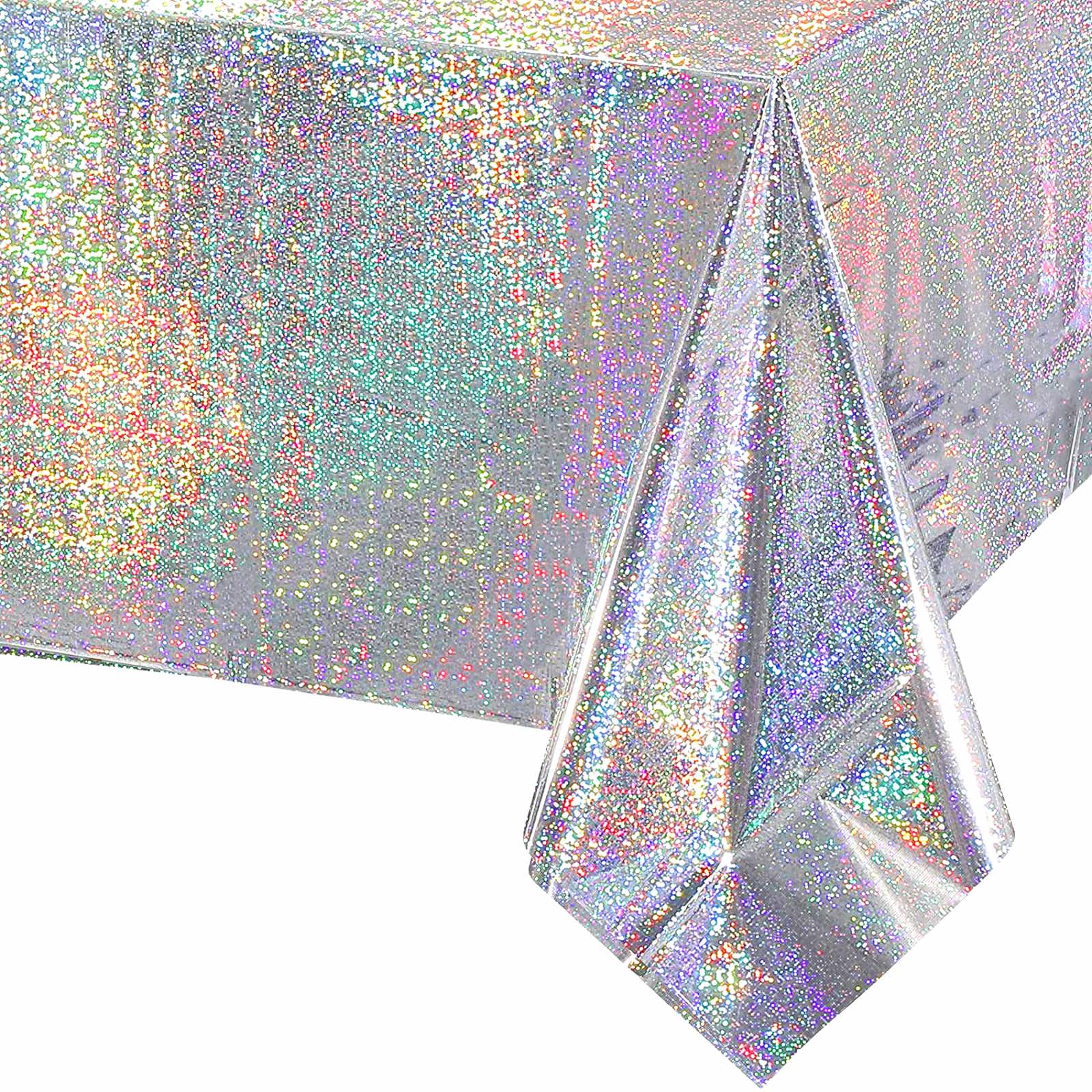 Prismatic Silver Plastic Tablecloth
