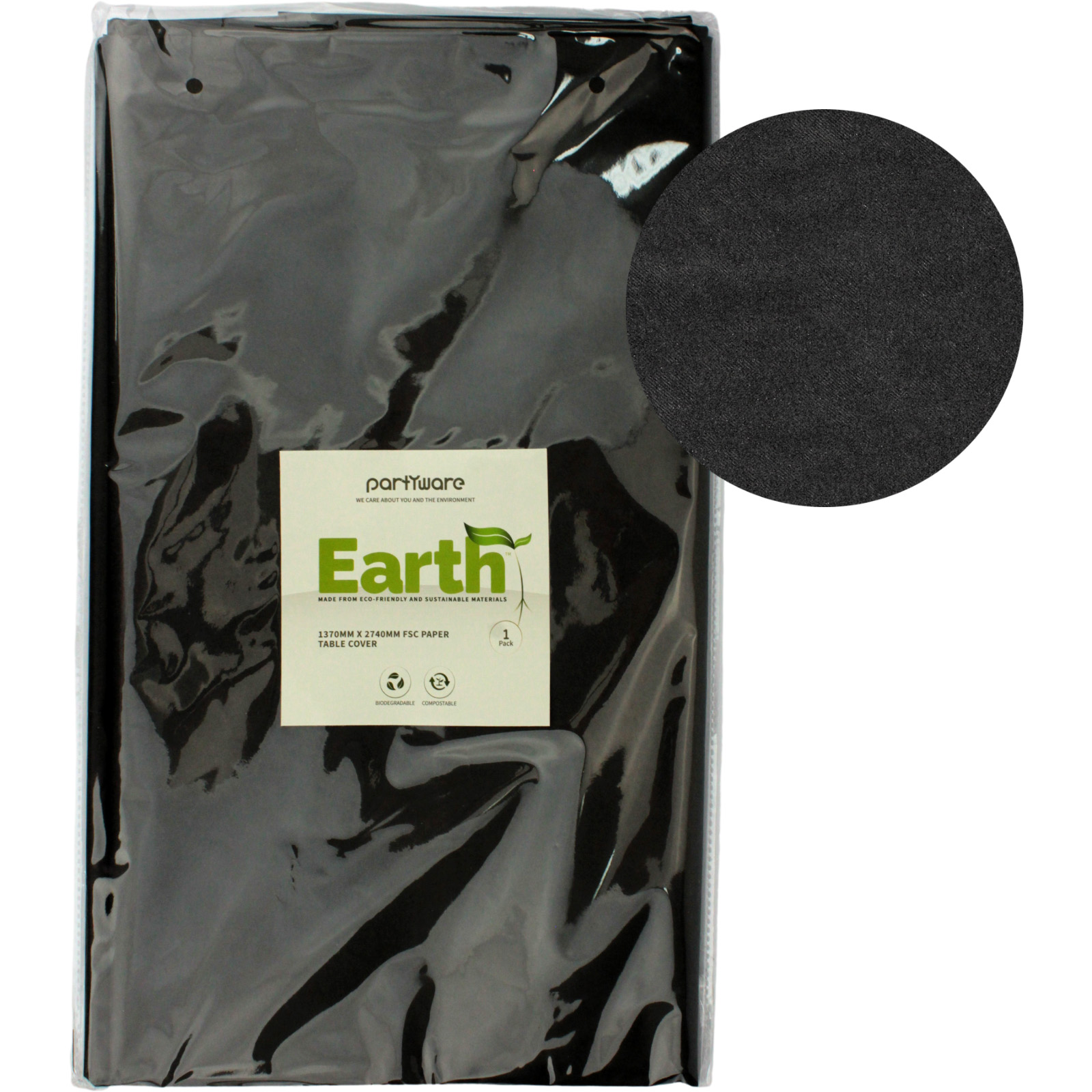 Earth Eco Black Paper Tablecloth