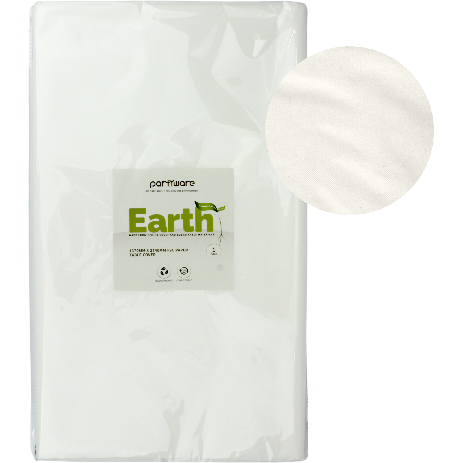 Earth Eco White Paper Tablecloth