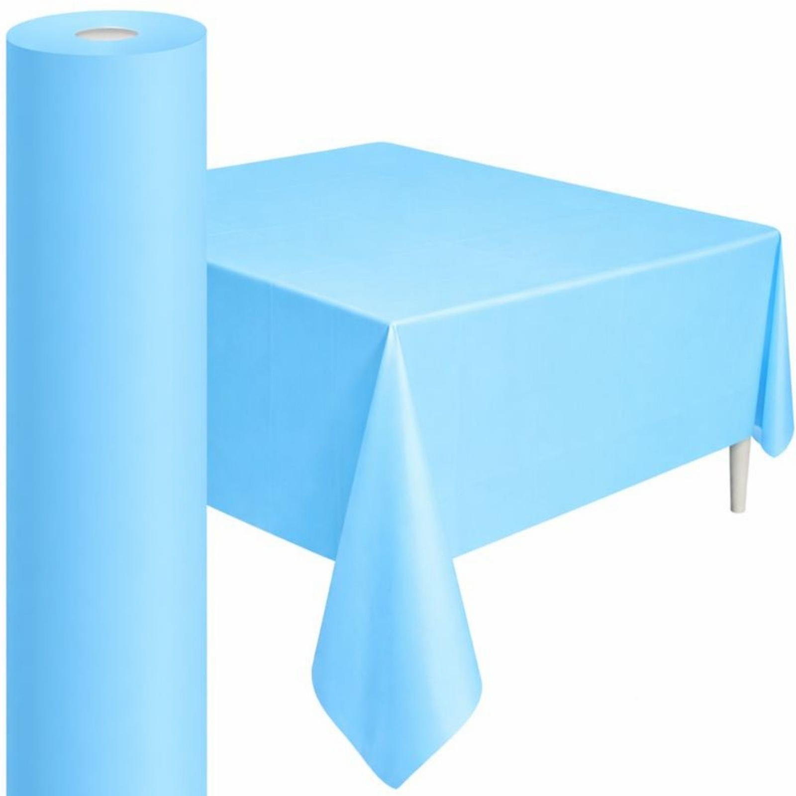 Cut-To-Size Light Blue Plastic Banquet Tablecloth Table Roll 1.37m x 30m