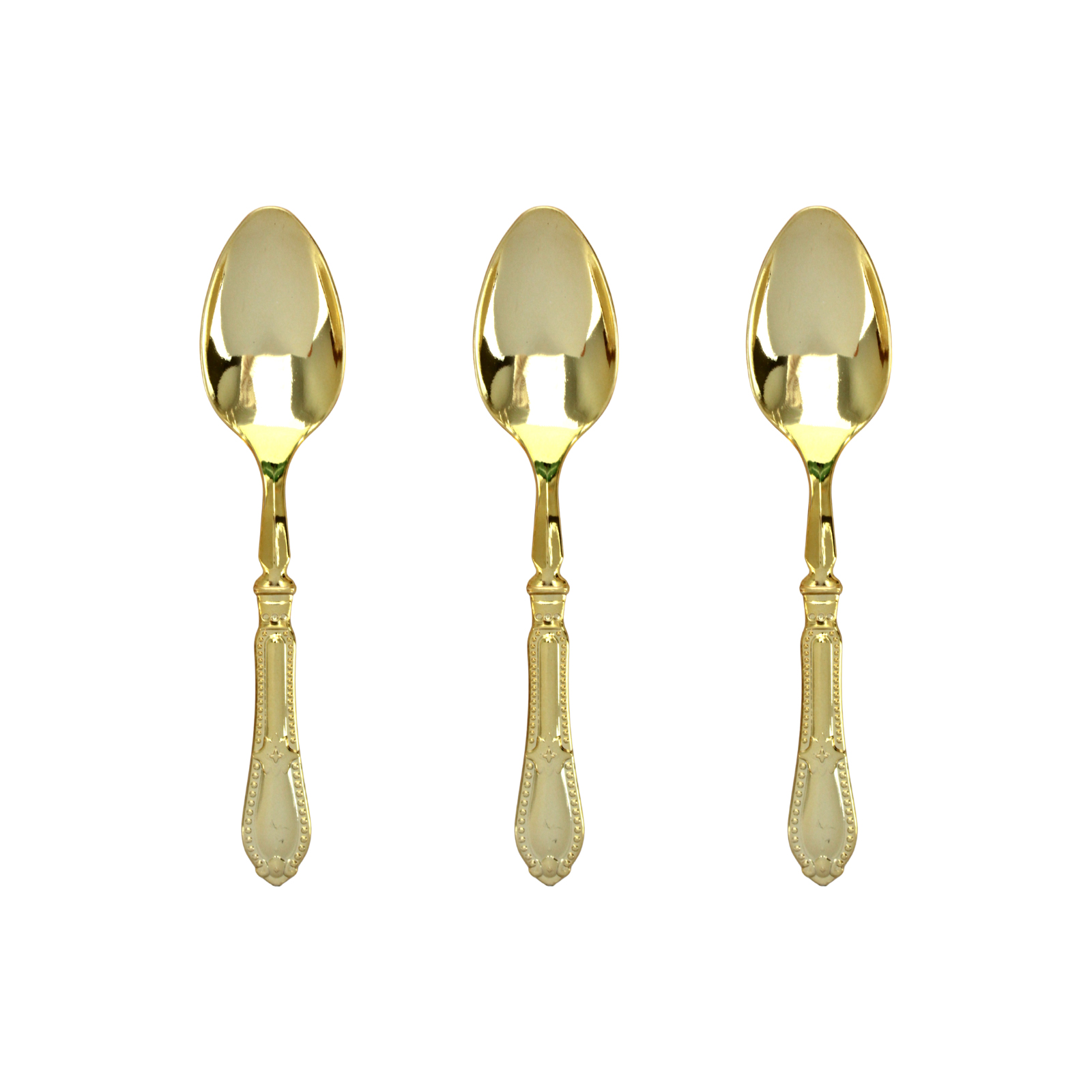 Vintage Gold Reusable Plastic Teaspoons (Pack of 12)