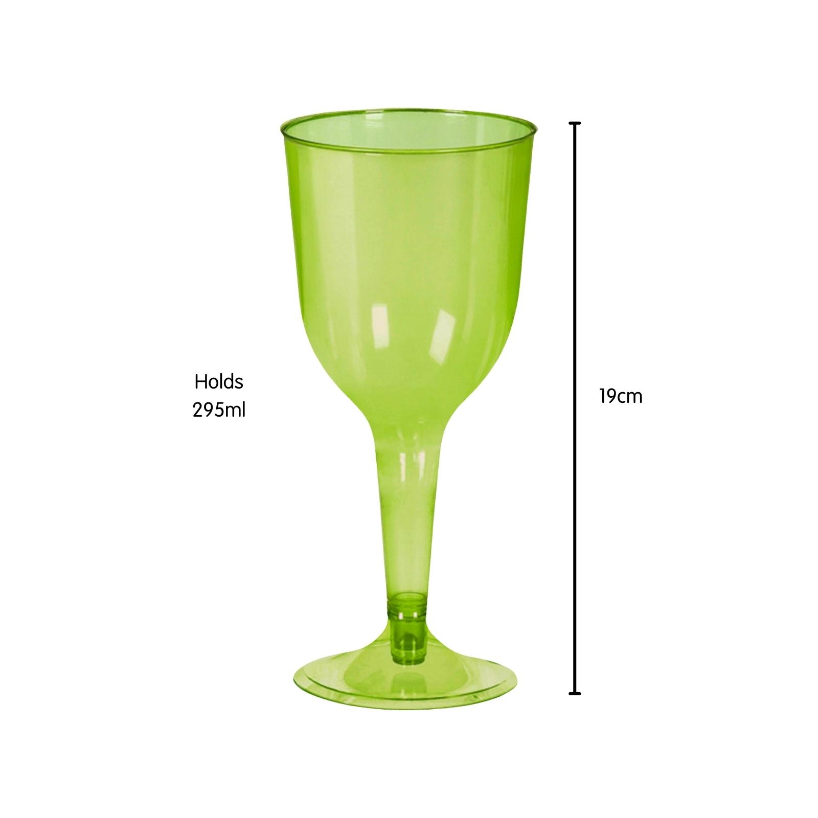 Lime Green Plastic Wine Glasses (Pack of 18) Green Coloured Party