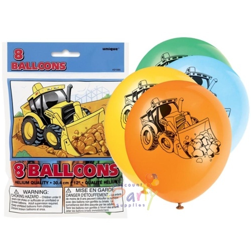 Construction Birthday Balloons (Pack of 8)