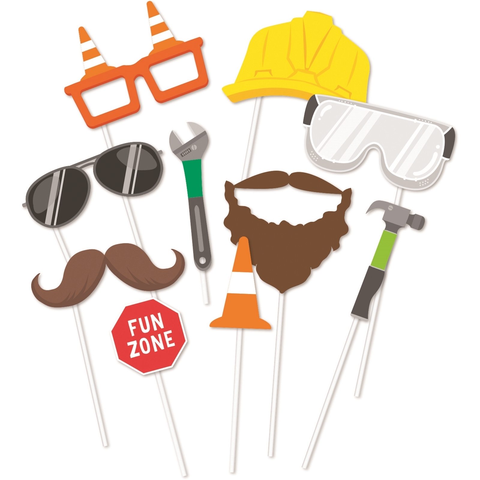 Construction Photo Booth Props (Pack of 10)